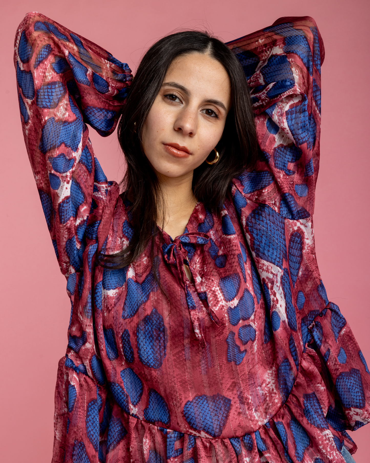 Chiffon Snake Fuchsia Blouse