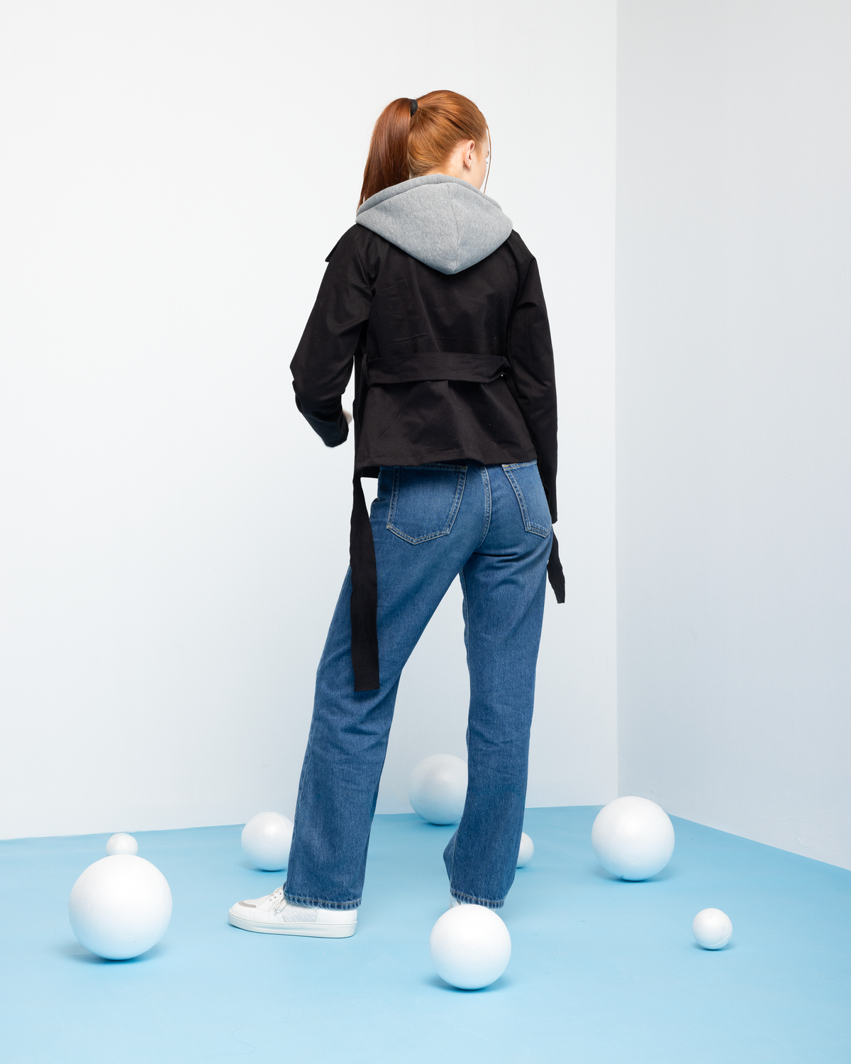 Gabardine Jacket x Cotton Hoodie