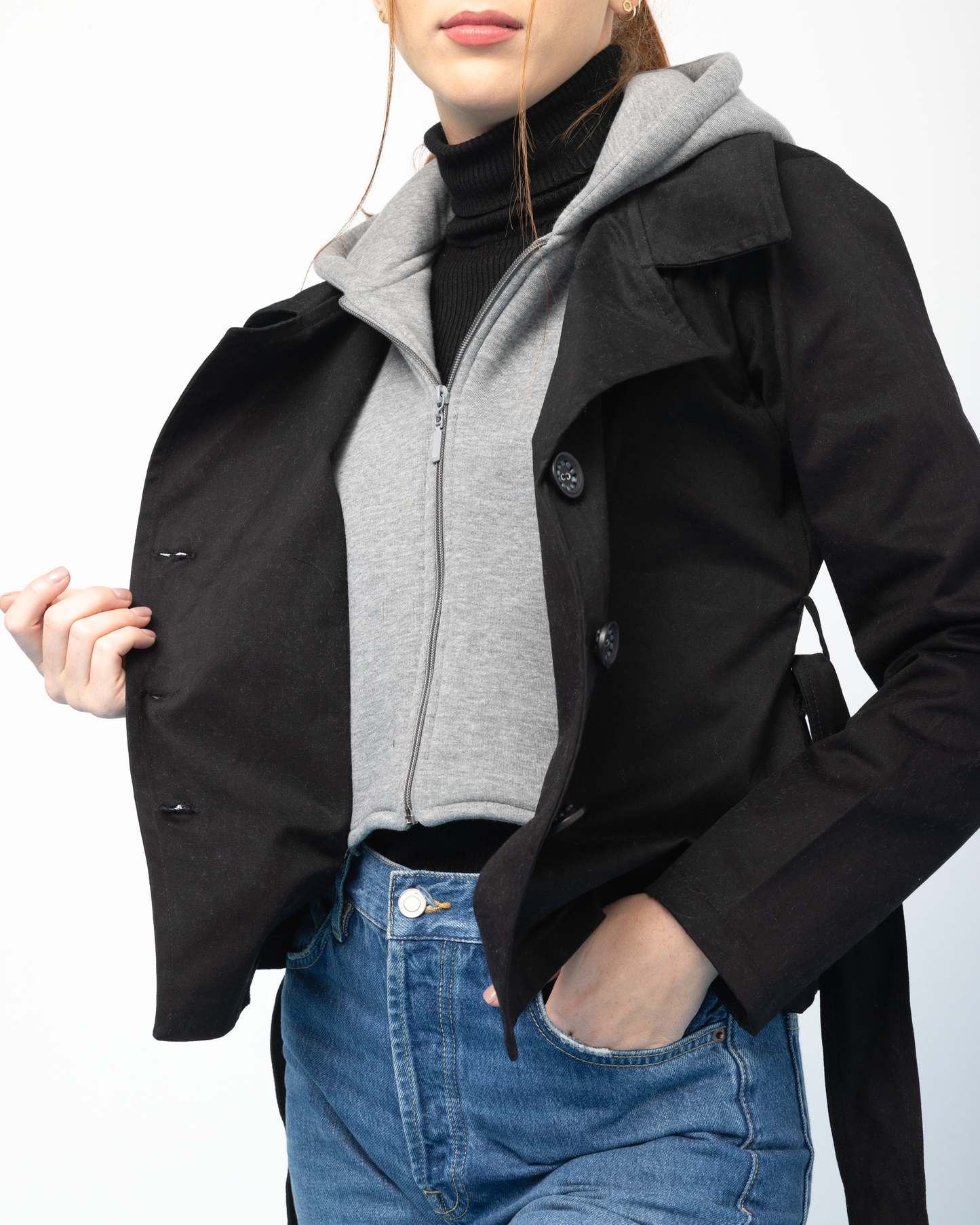 Gabardine Jacket x Cotton Hoodie