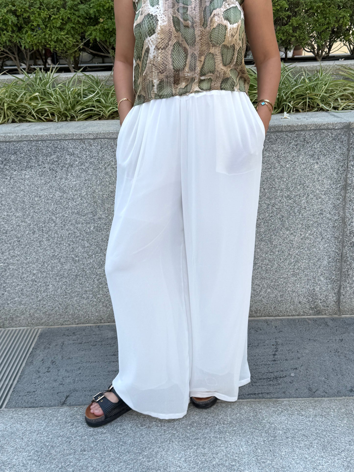 Chiffon white pants - cotton lined
