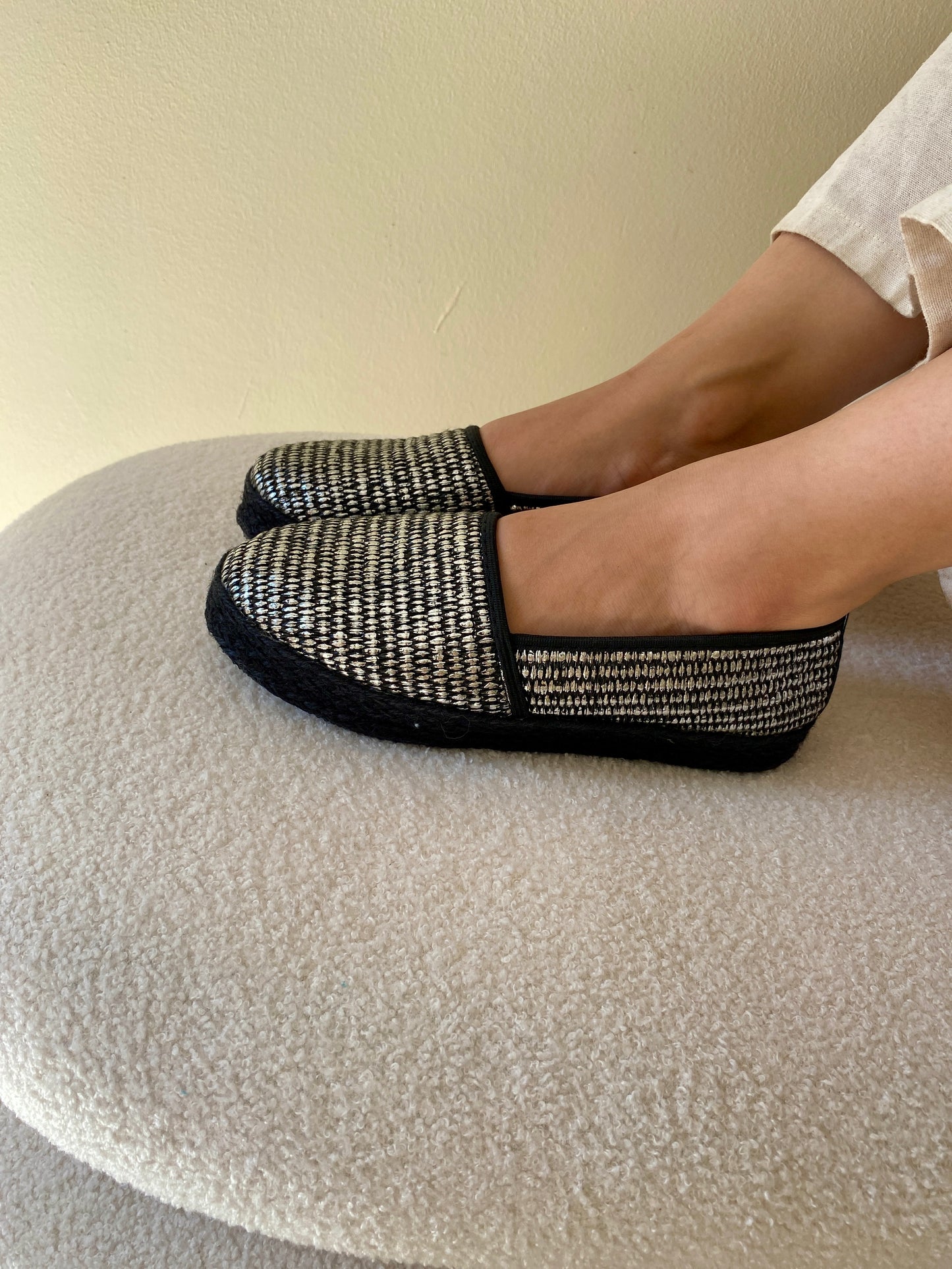 Organic Raffia Espadrille- blackxsilver