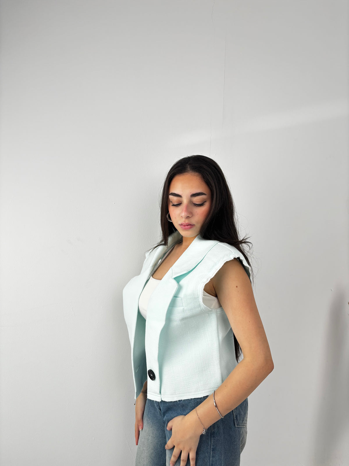 Organic cotton vest-mint