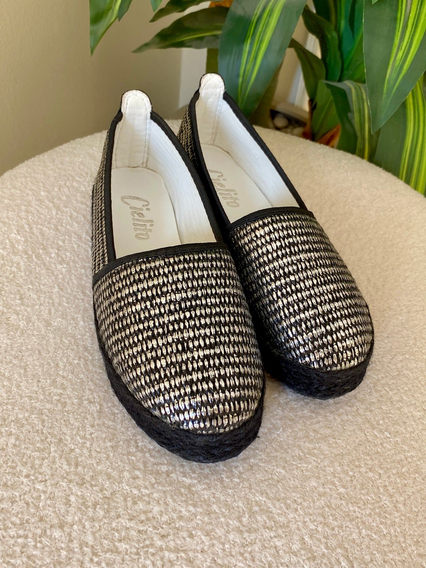 Organic Raffia Espadrille- blackxsilver