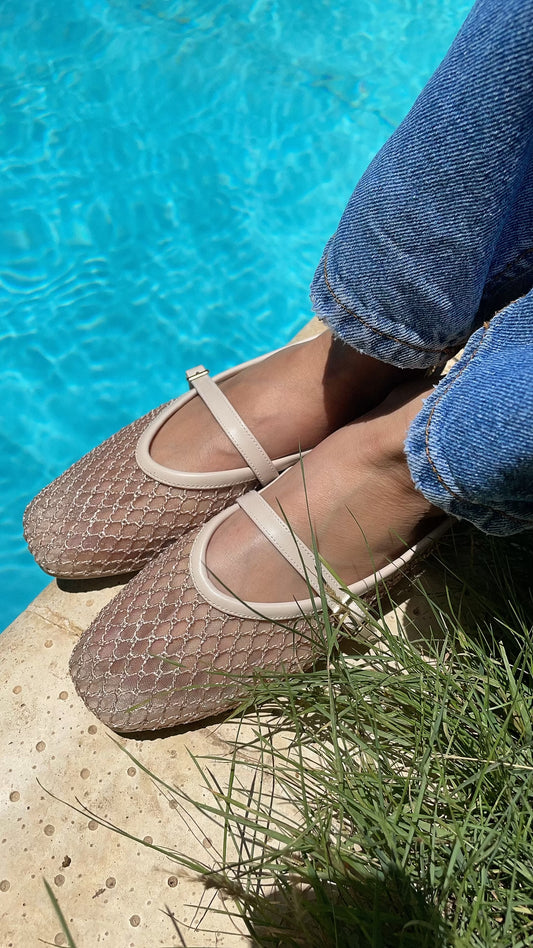 Summer Net Ballerinas - Beige
