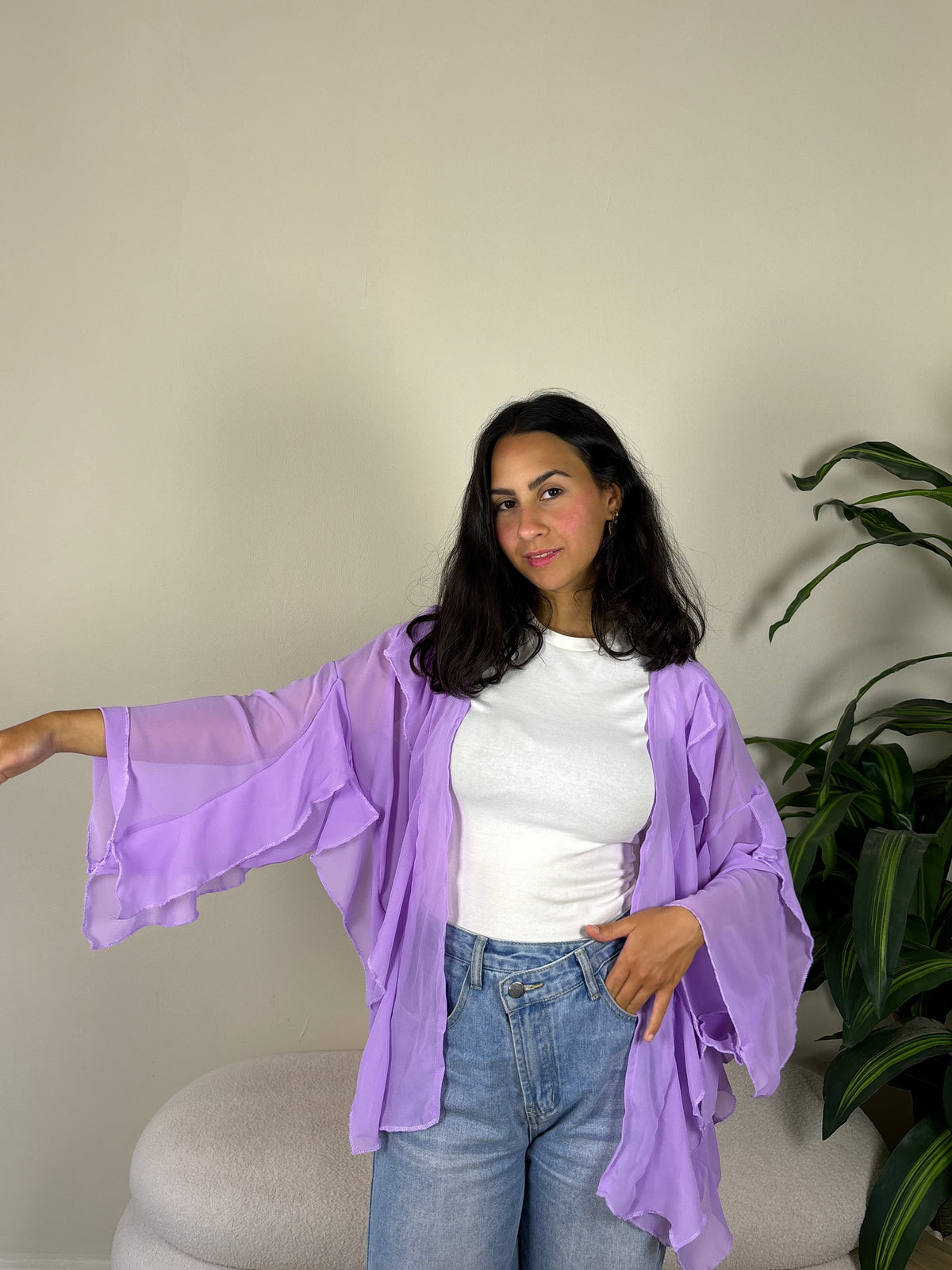 Ruffles kimono-lavender