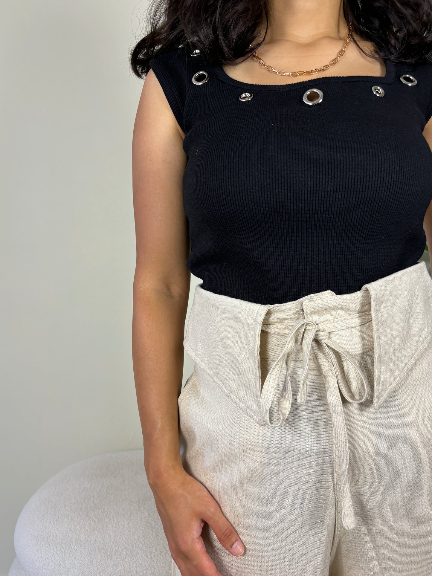 Cotton tank top-black