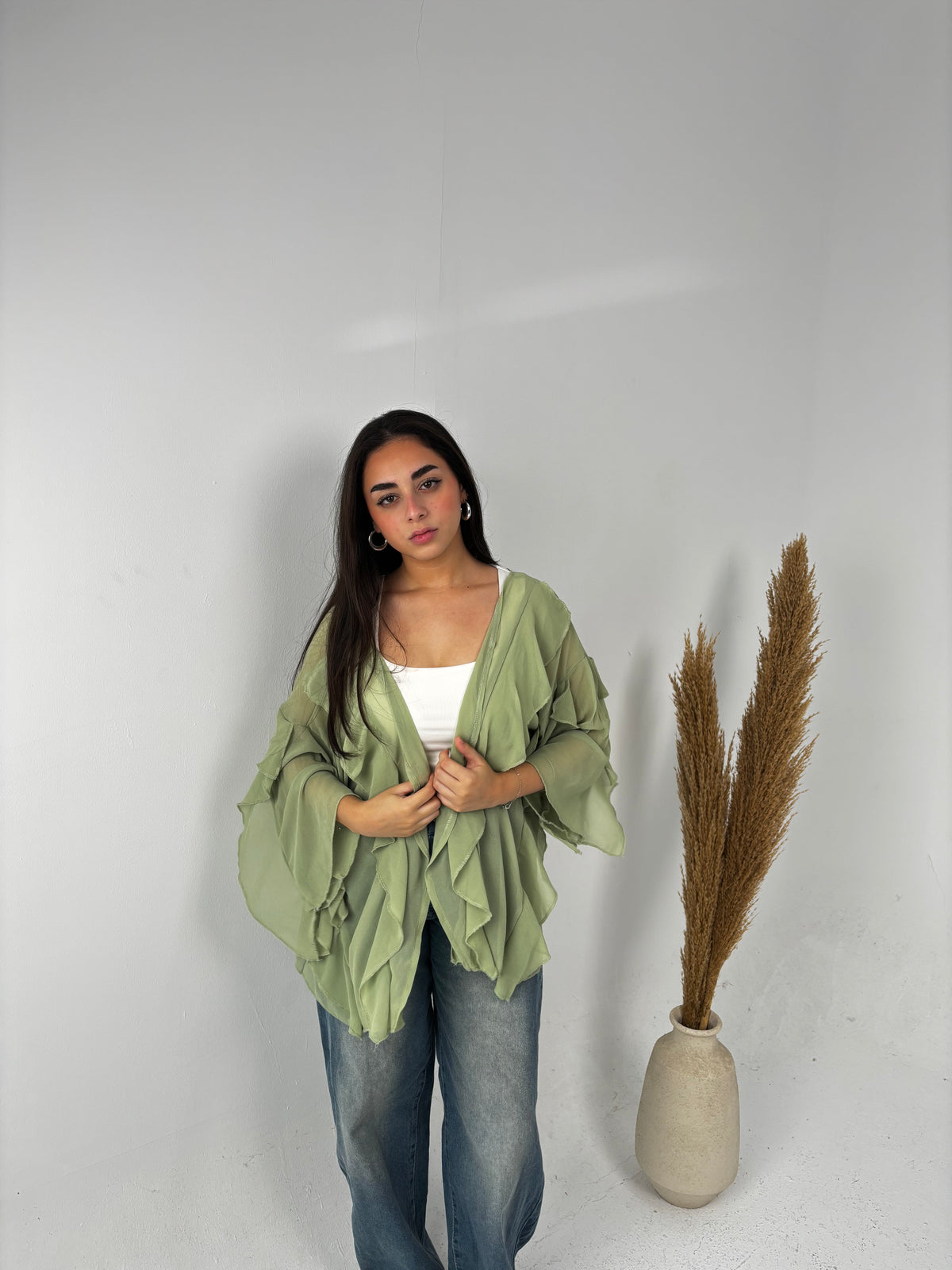 Ruffles kimono-mint