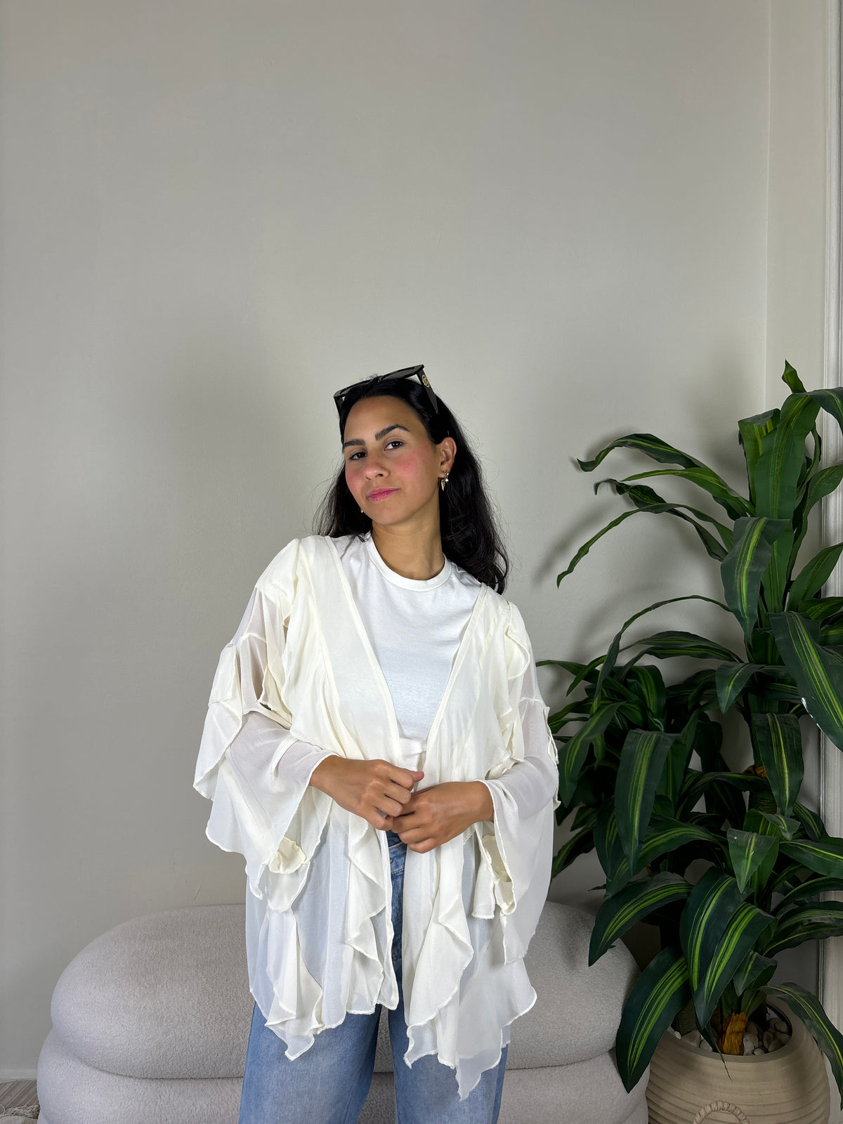 Ruffles kimono-off white