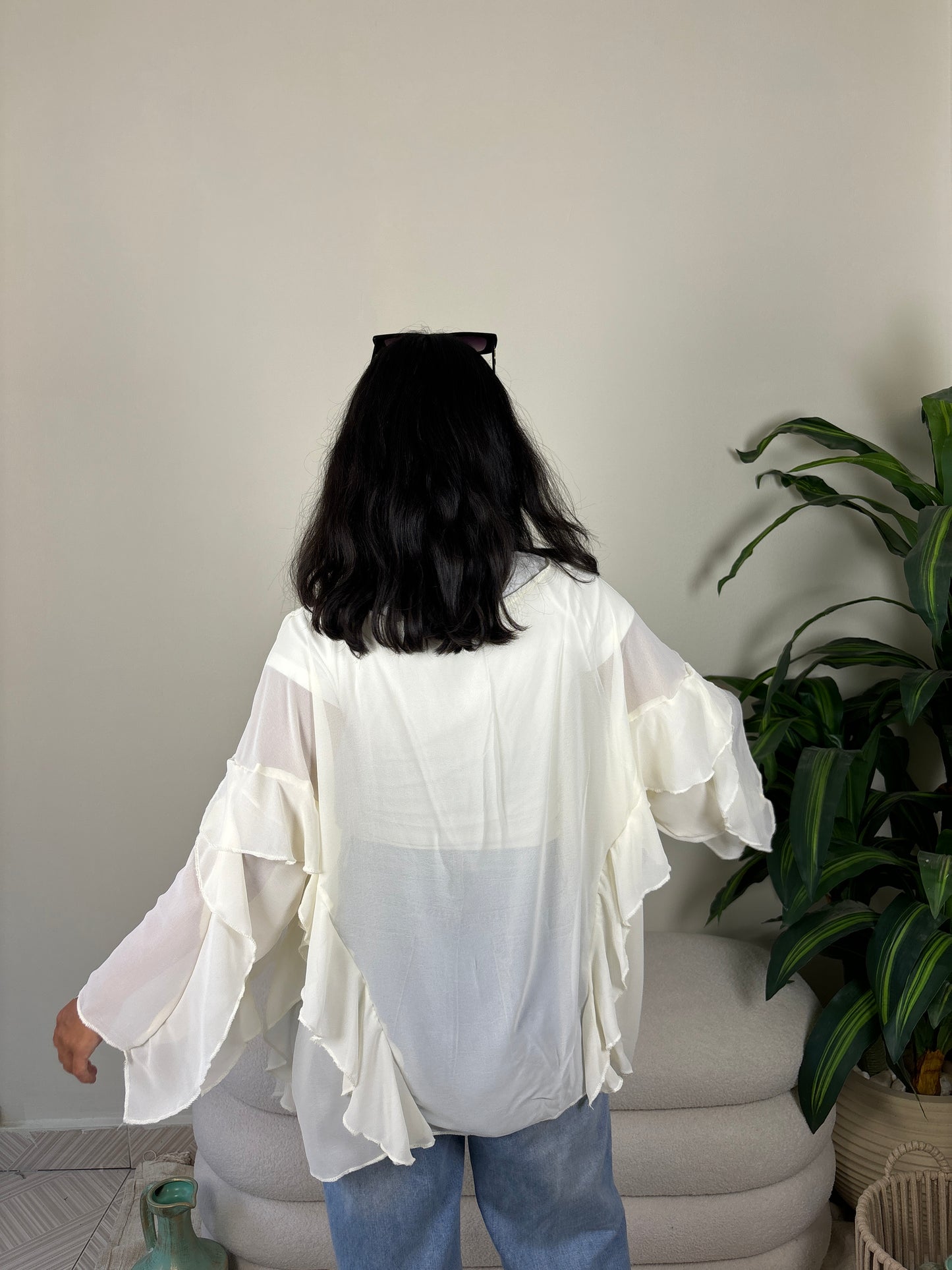 Ruffles kimono-off white
