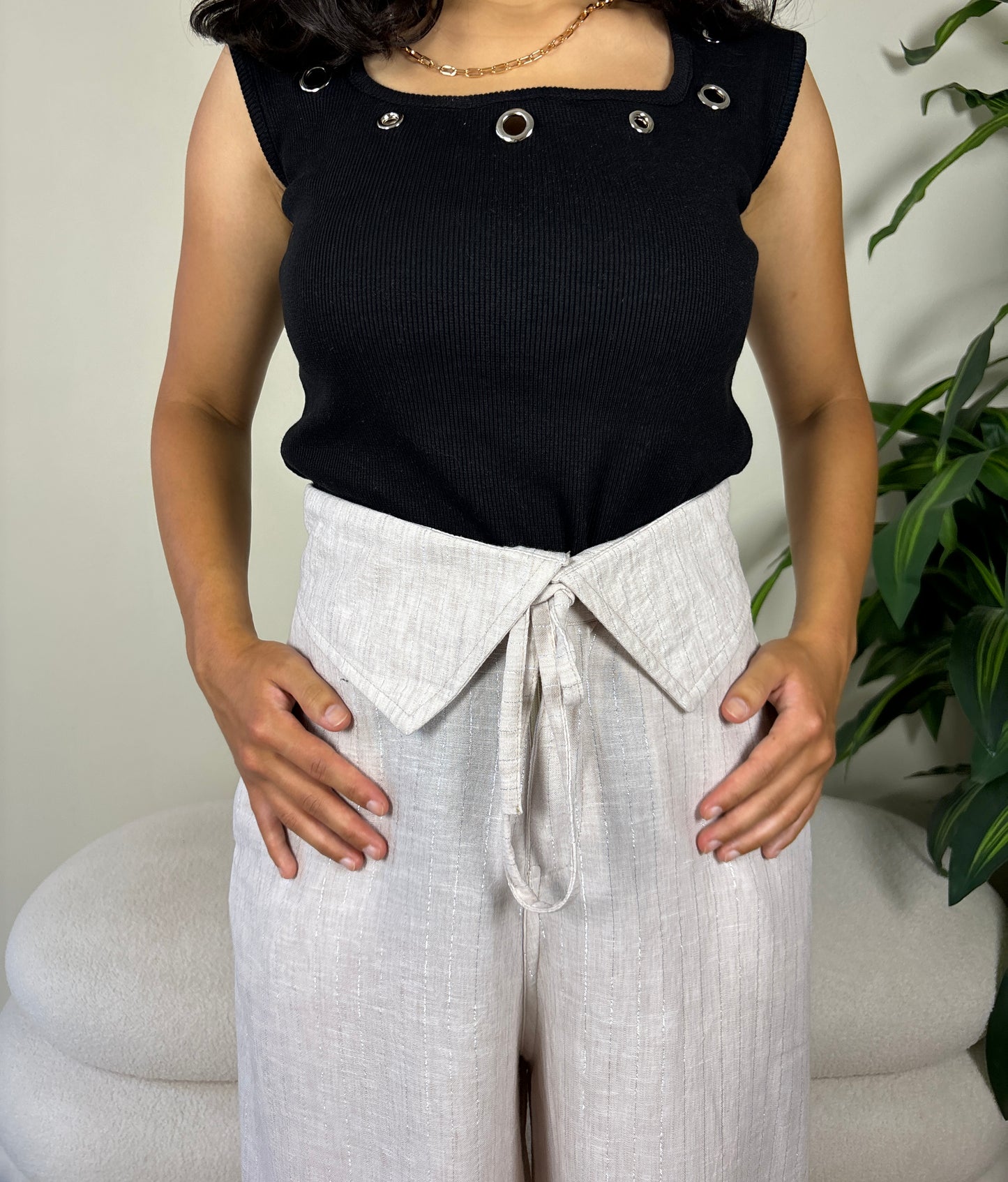 Tally pants-beigexsilver