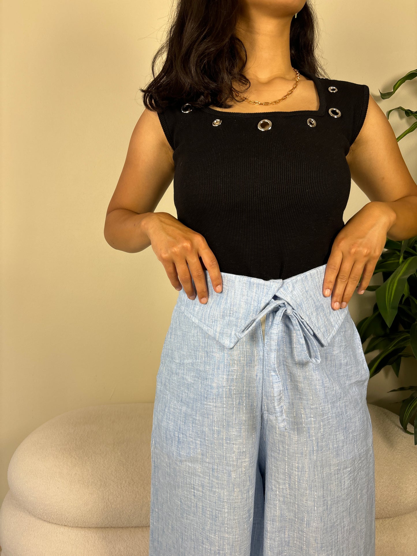 Tally pants-light Blue x silver