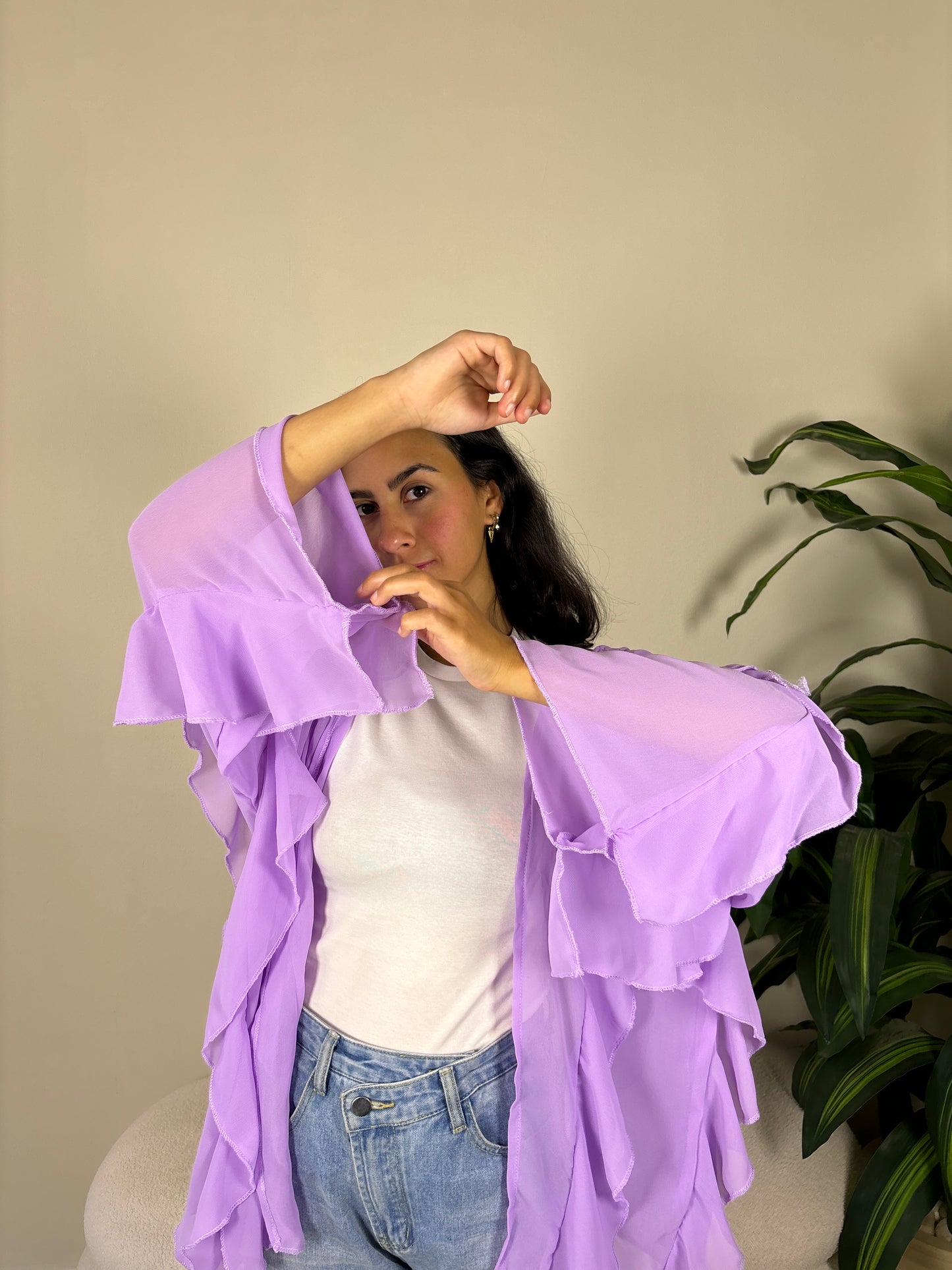 Ruffles kimono-lavender