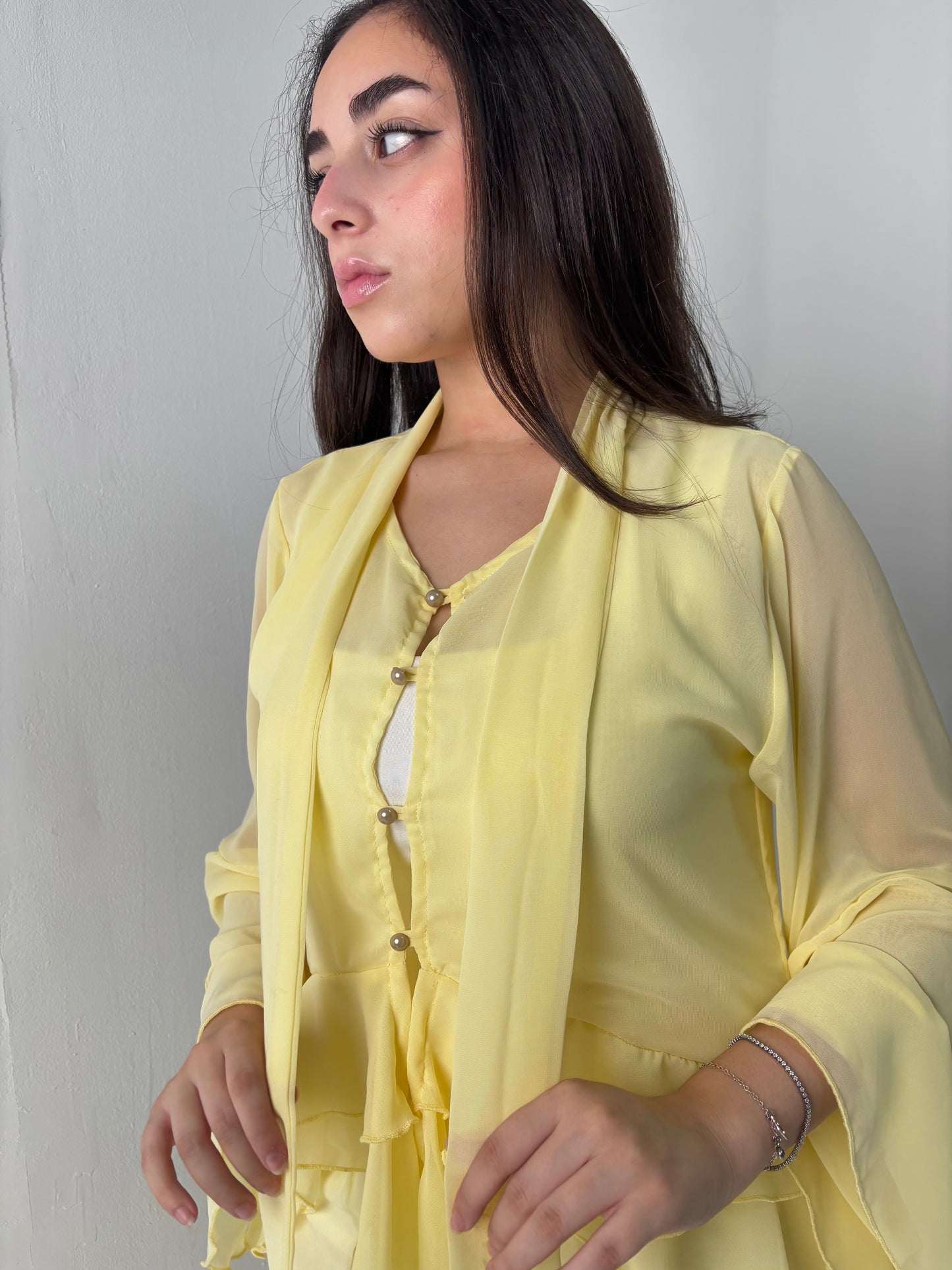Open blouse ruffles-yellow