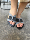 Ananas bow slippers-black x grey