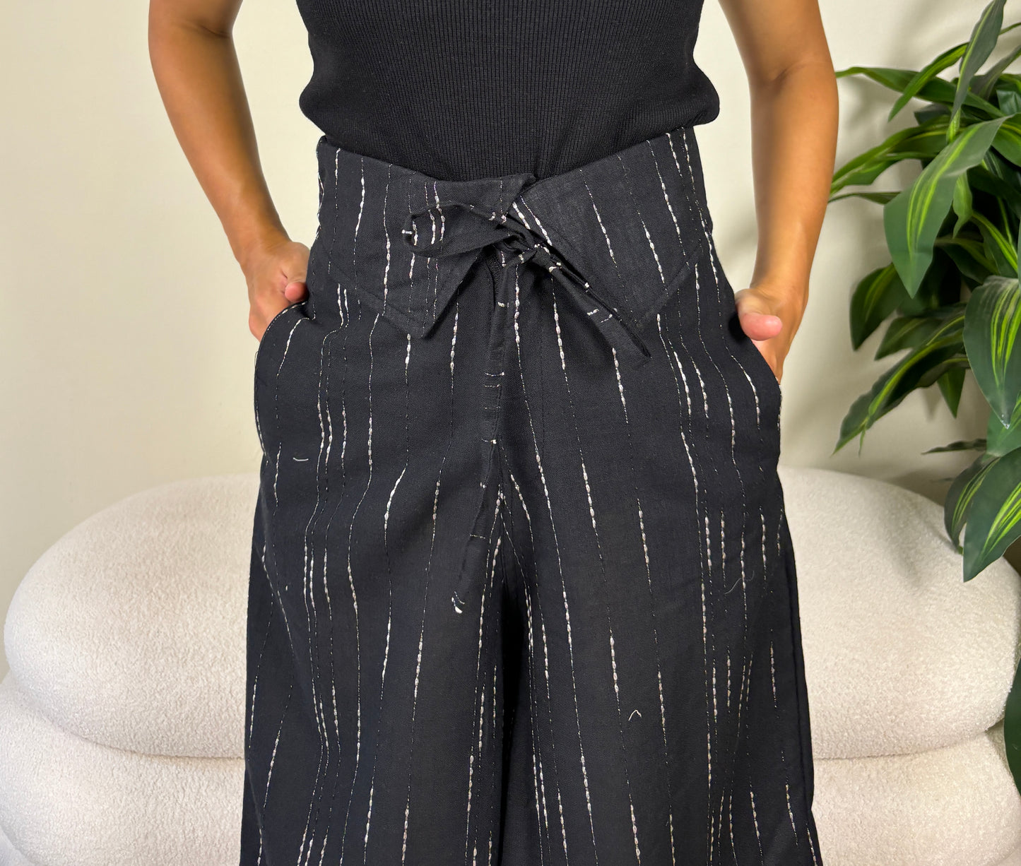 Tally pants-black x silver