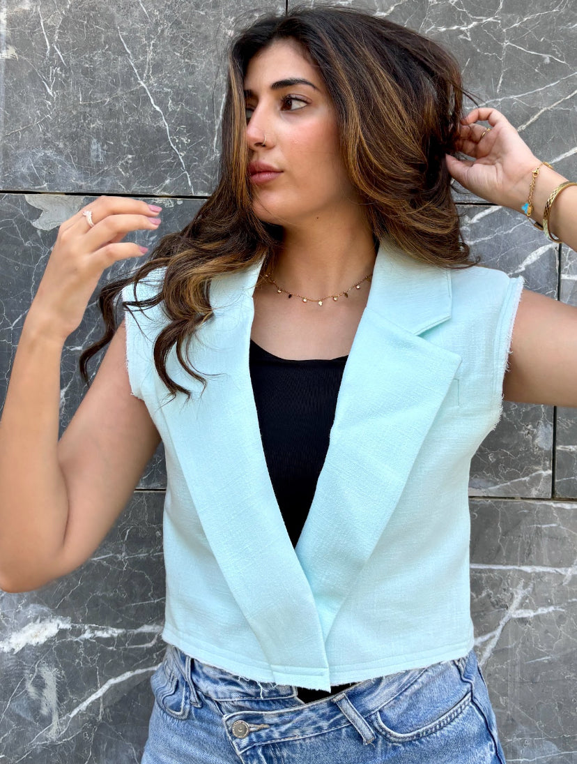 Organic cotton vest-mint