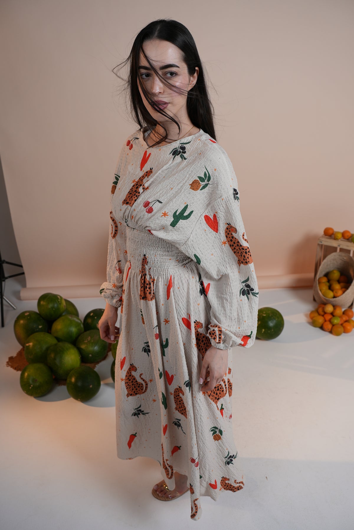 Rio Cinched Waist Dress - Leopard Heart & Peppers