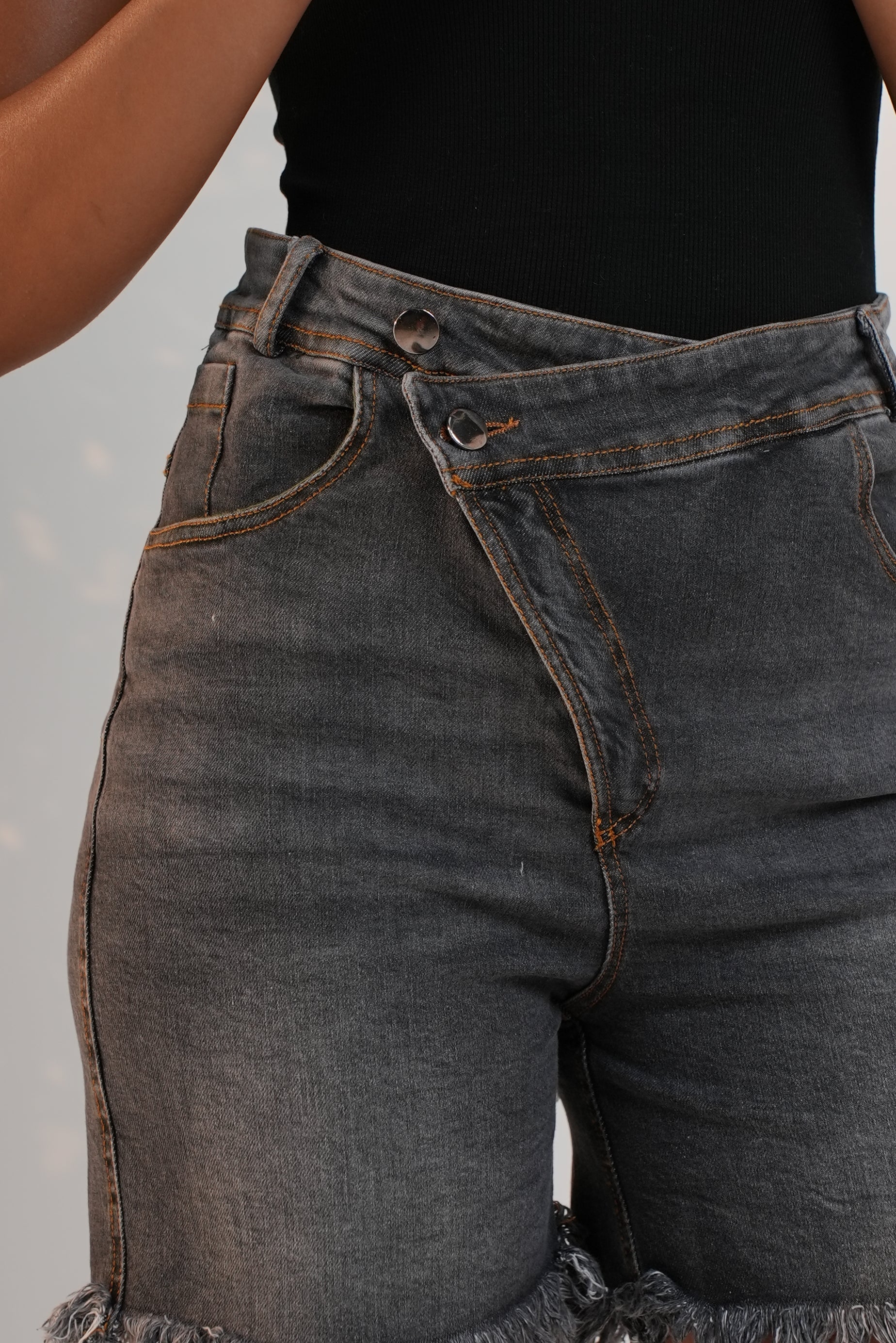 Skewed Shorts with Fringes
