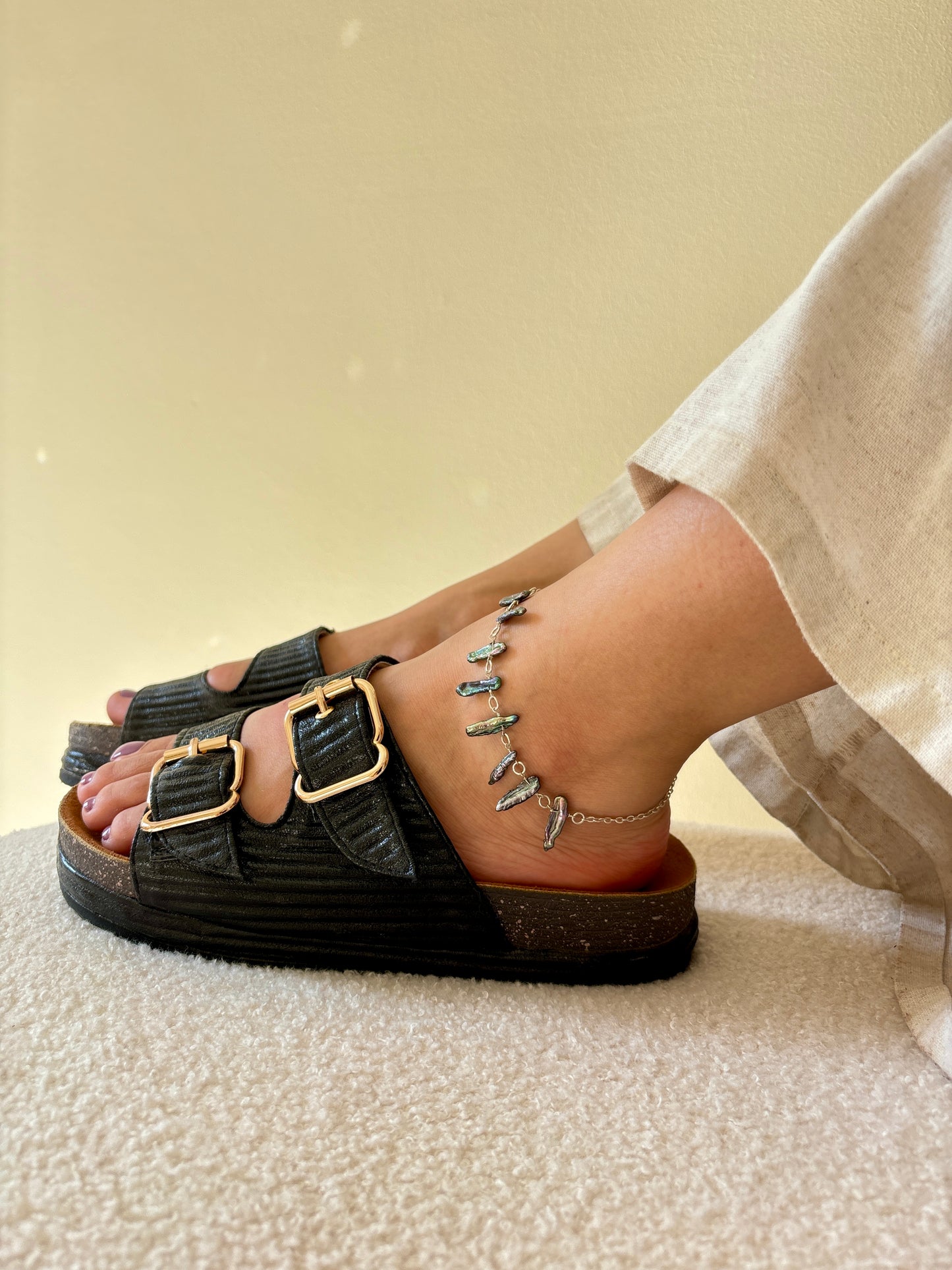 Joya - Pearl Grey Anklet