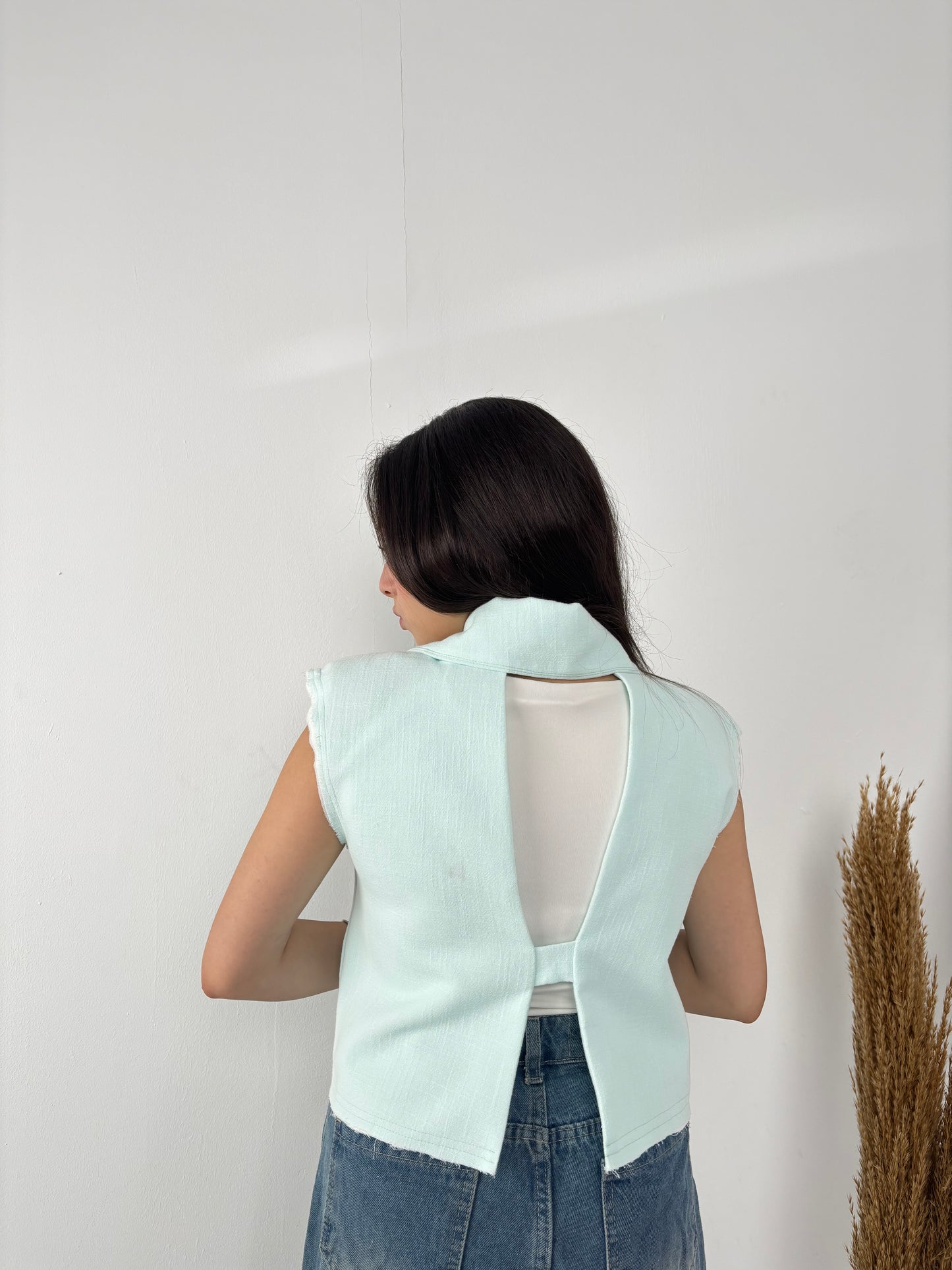 Organic cotton vest-mint