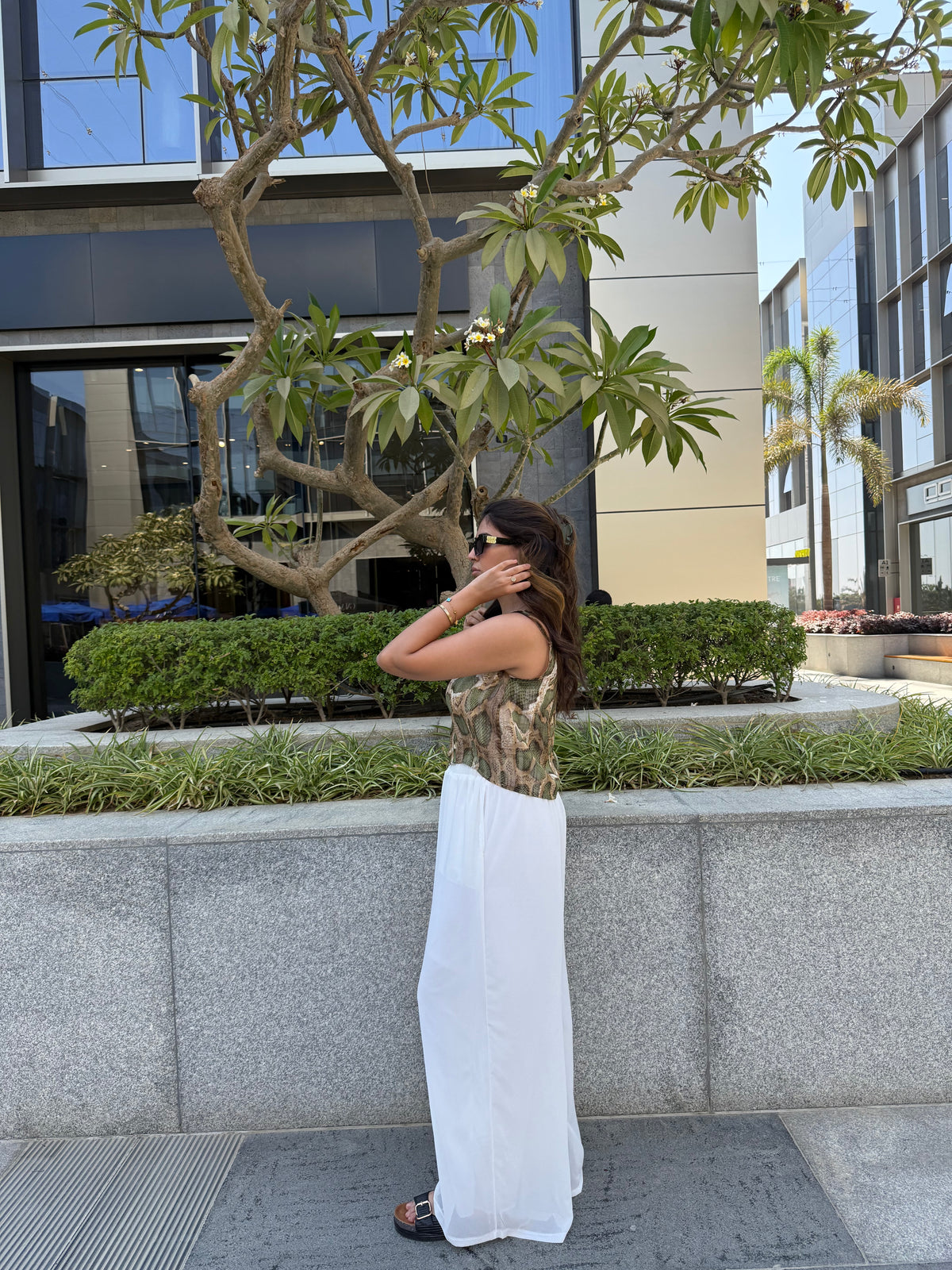 Chiffon white pants - cotton lined