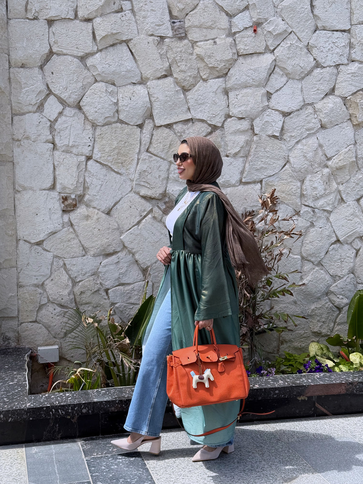 Green Satin Ombré Kimono