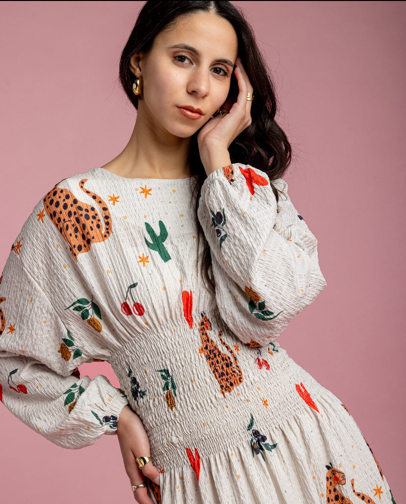 Rio Cinched Waist Dress - Leopard Heart & Peppers
