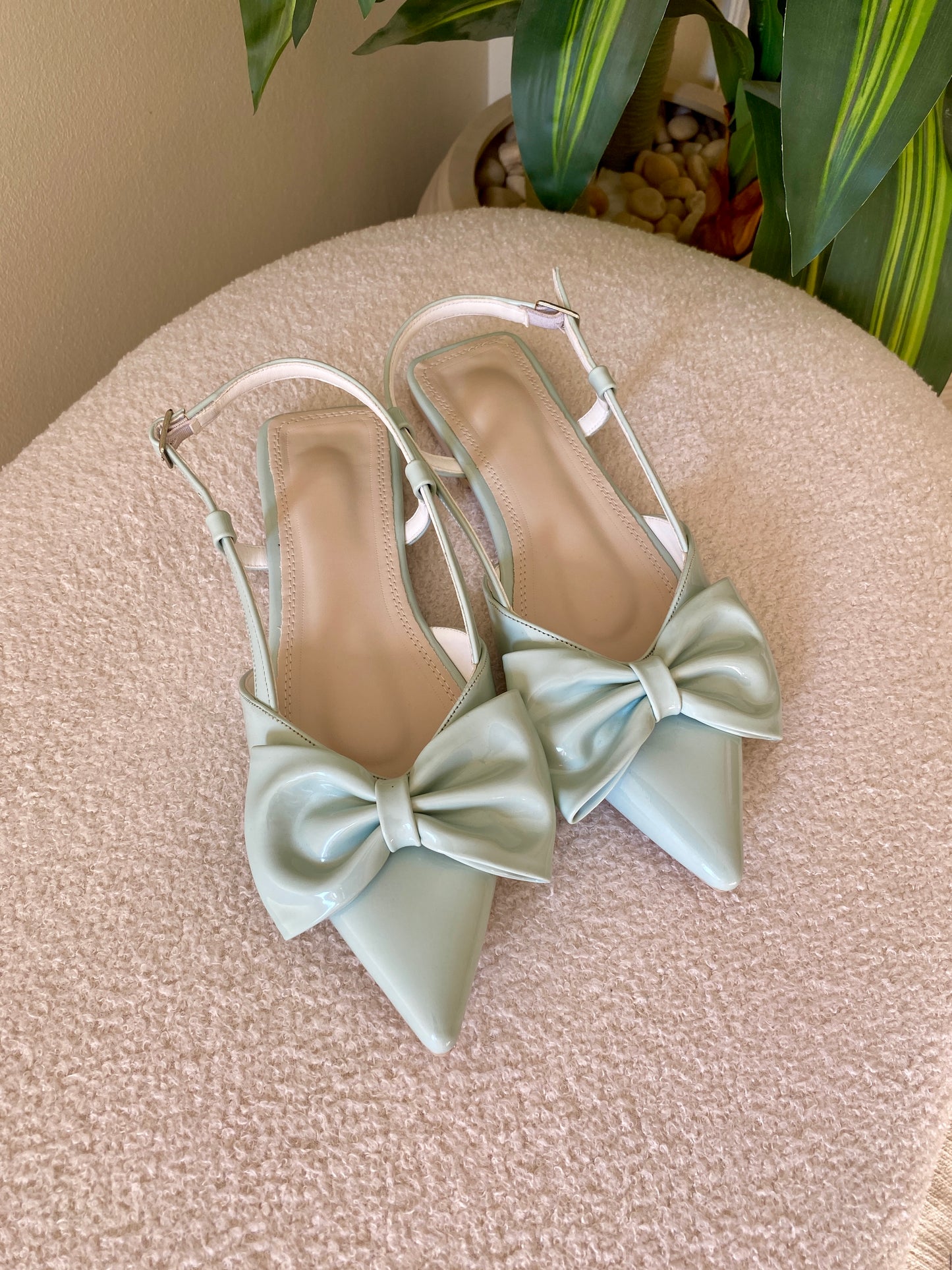 Vernis Bow Mules - Mint