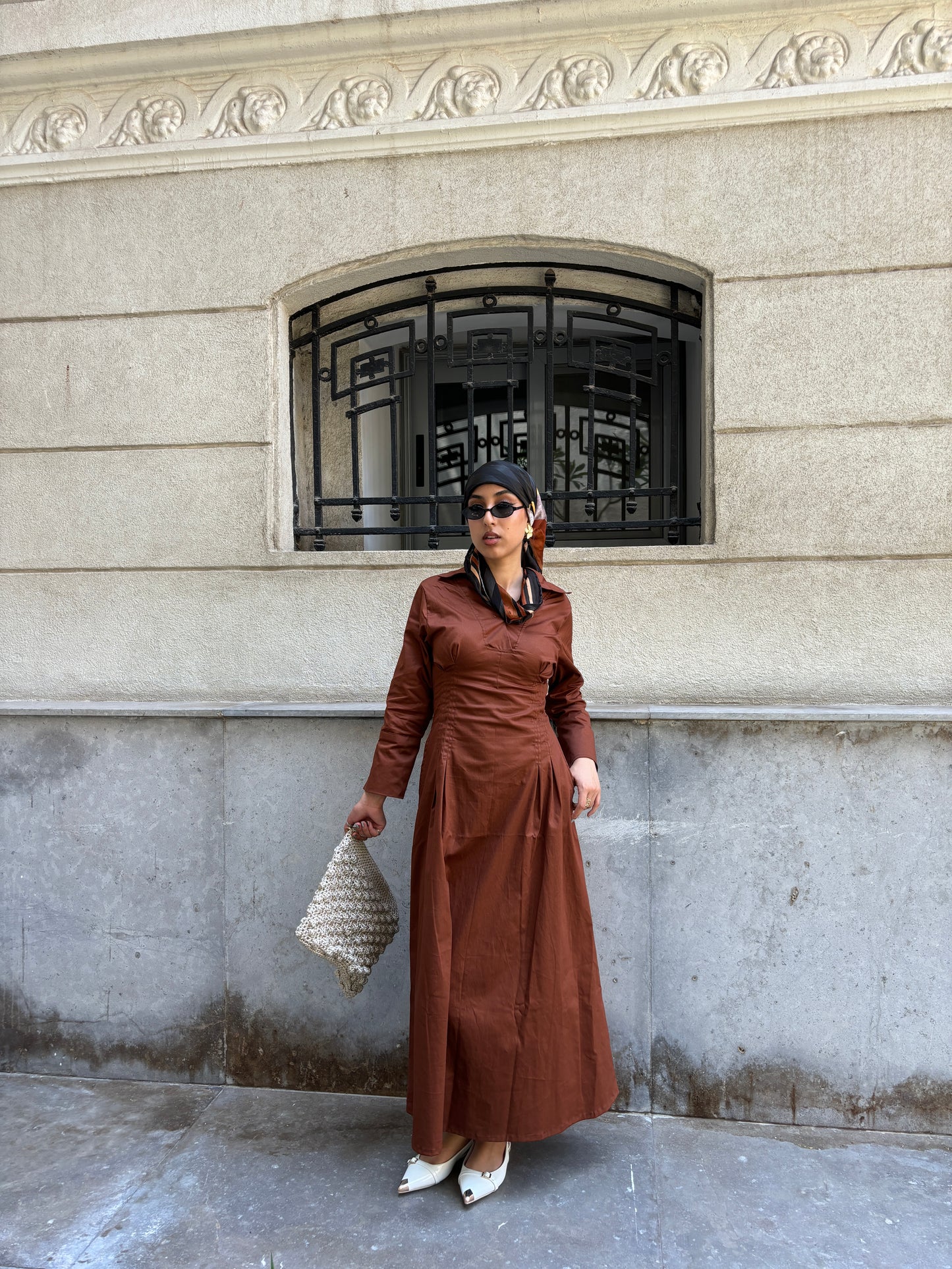 Cinched waist dress-brown