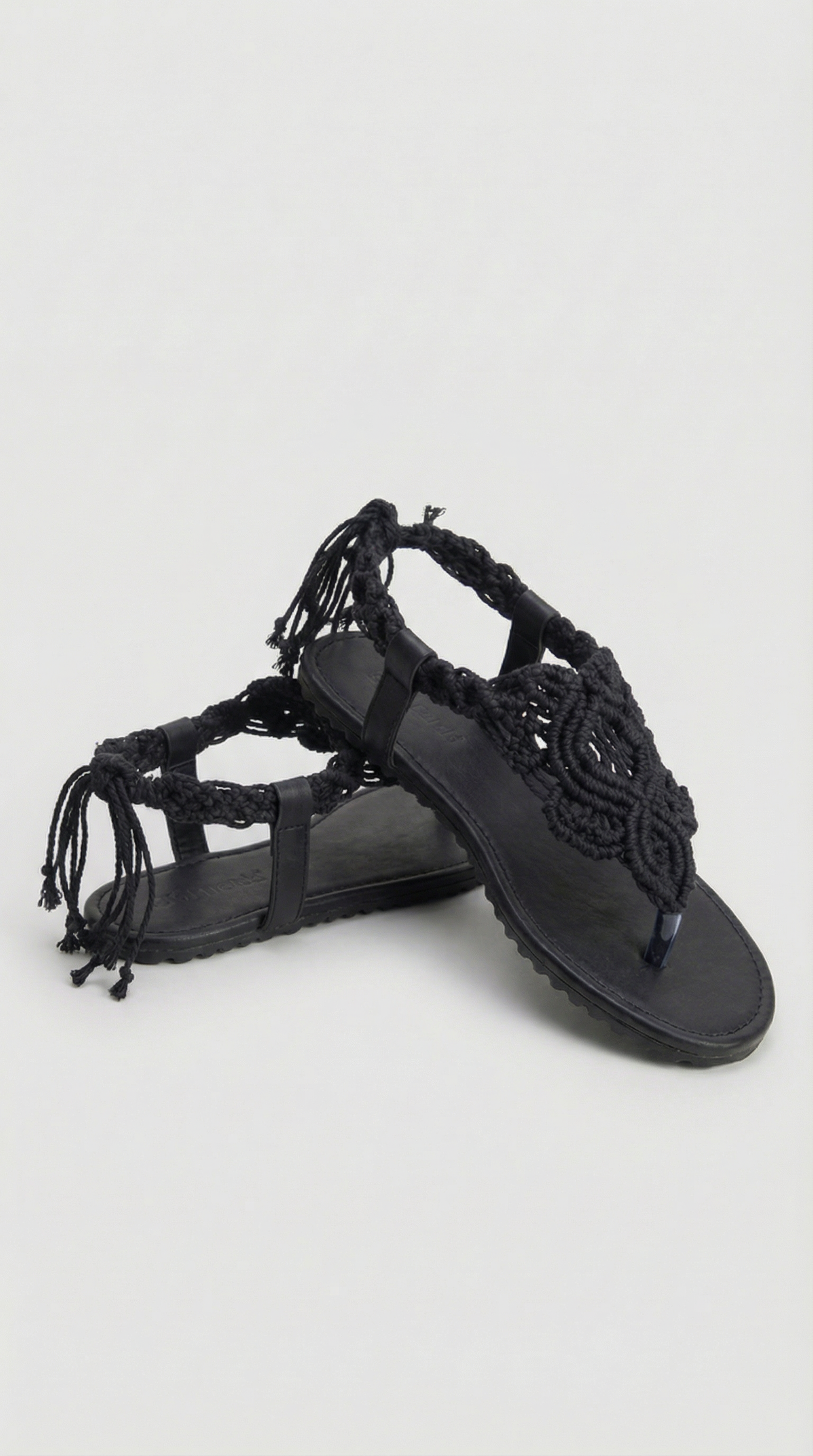 Handmade Cotton Macrame Flower Slipper - Black