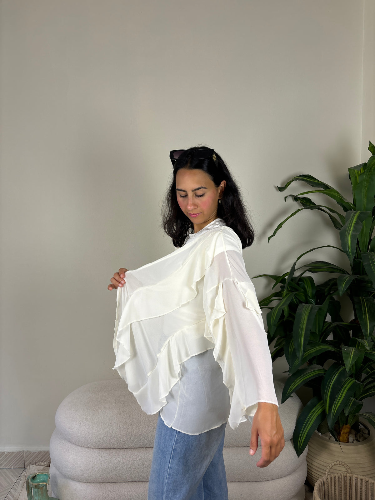 Ruffles kimono-off white