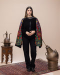 Silk Velvet Jacket with Attached  Arabesque Scarf