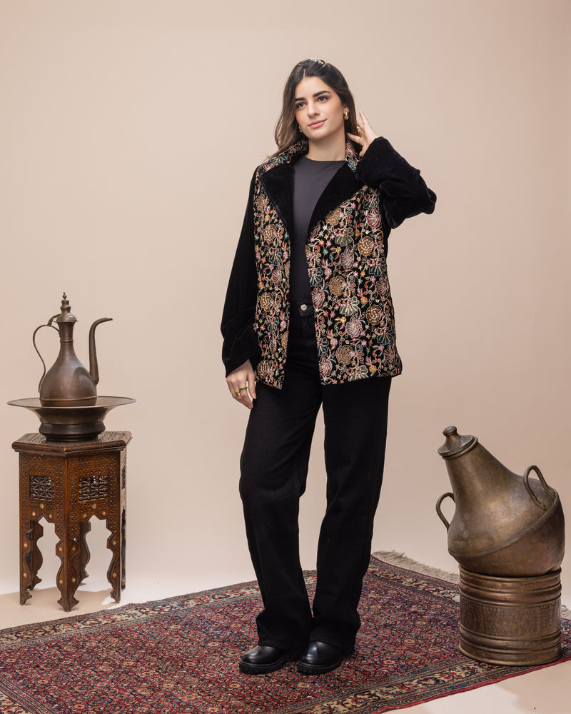 Embroidered Silk Velvet Blazer