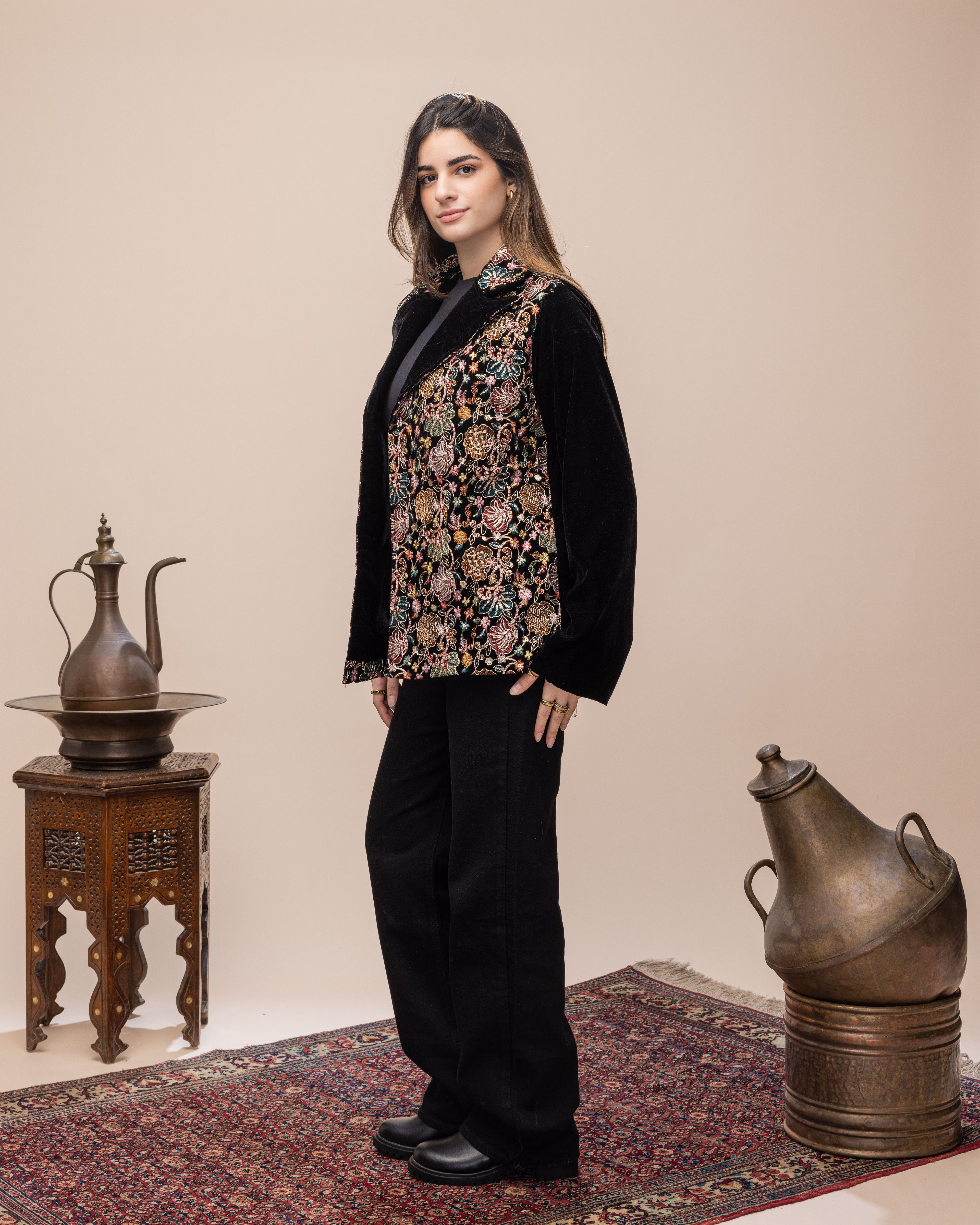 Embroidered Silk Velvet Blazer