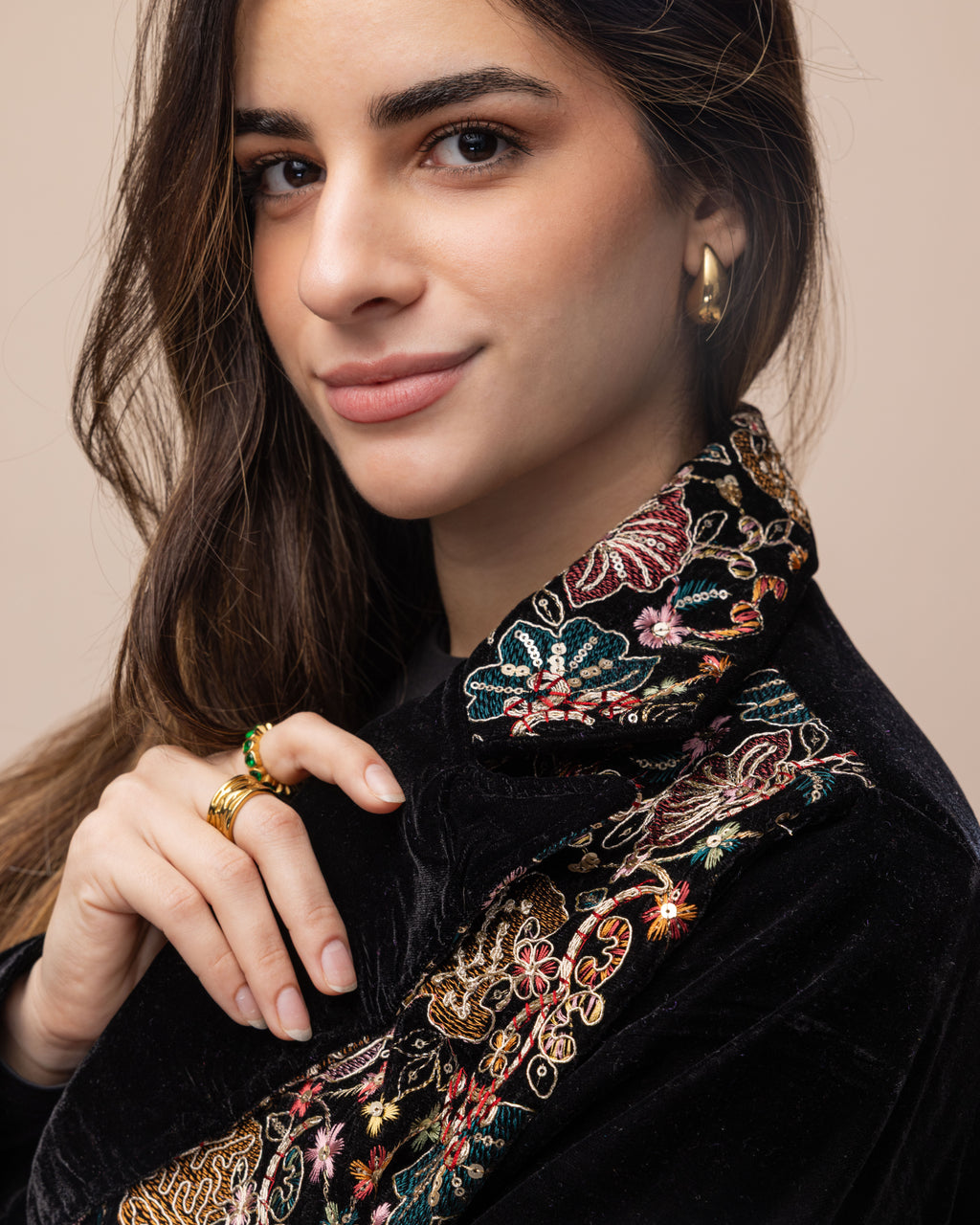 Embroidered Silk Velvet Blazer