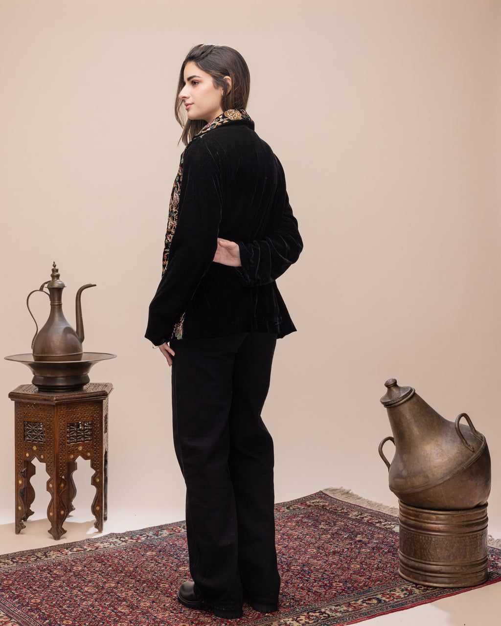 Embroidered Silk Velvet Blazer