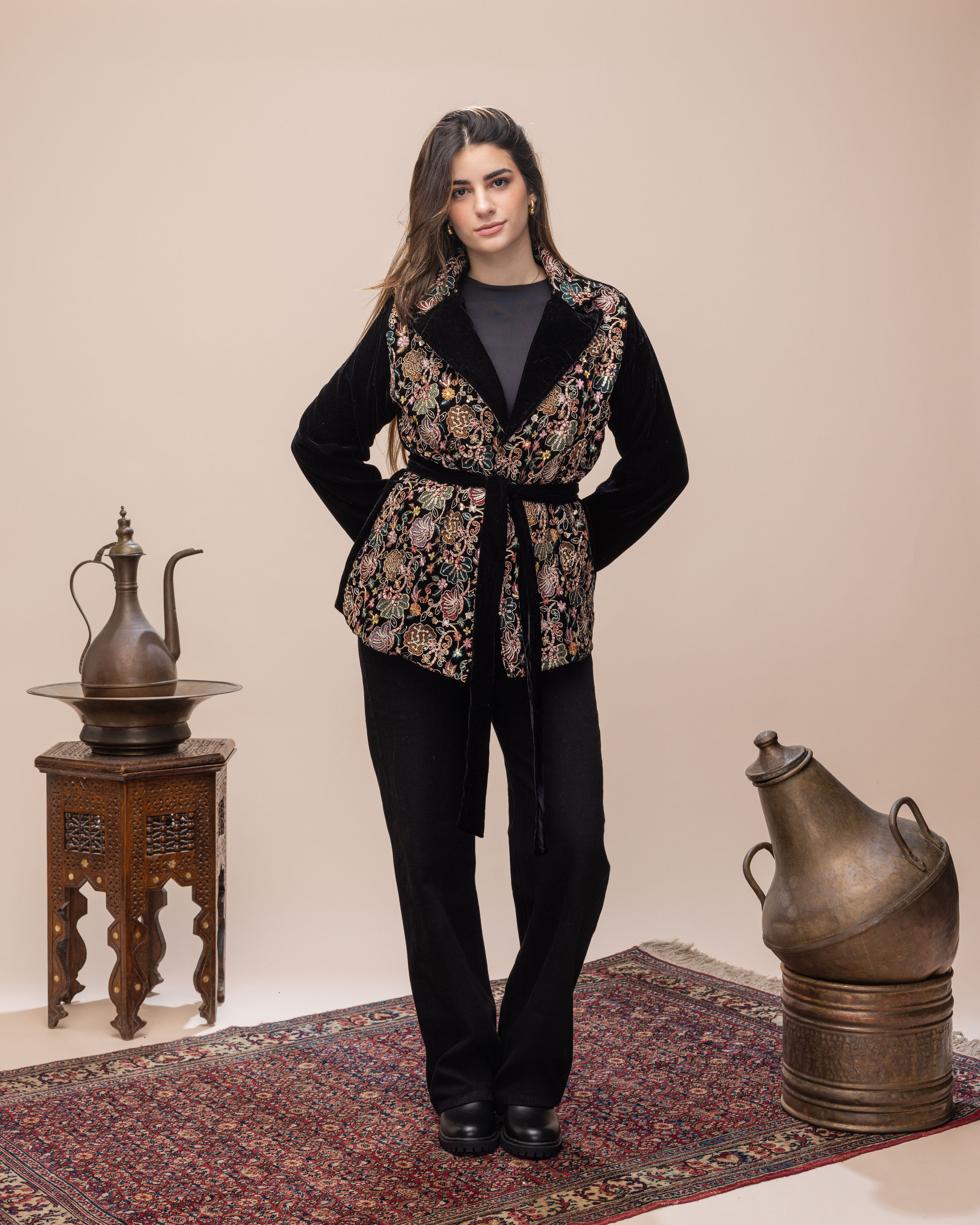 Embroidered Silk Velvet Blazer