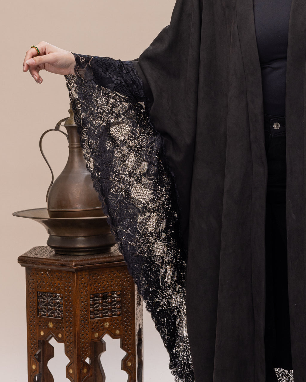 Black Suede Cape with Belt