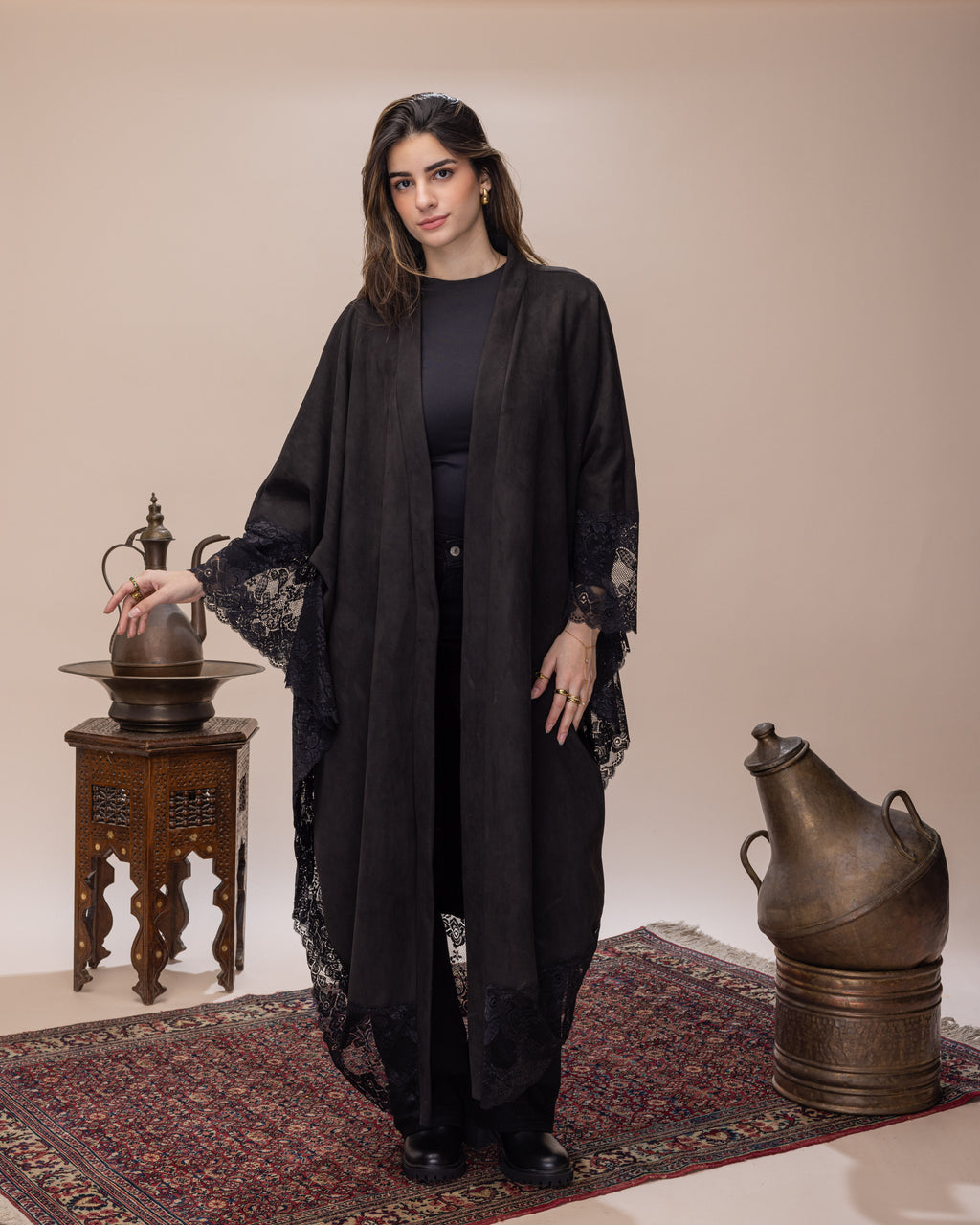 Black Suede Cape with Belt