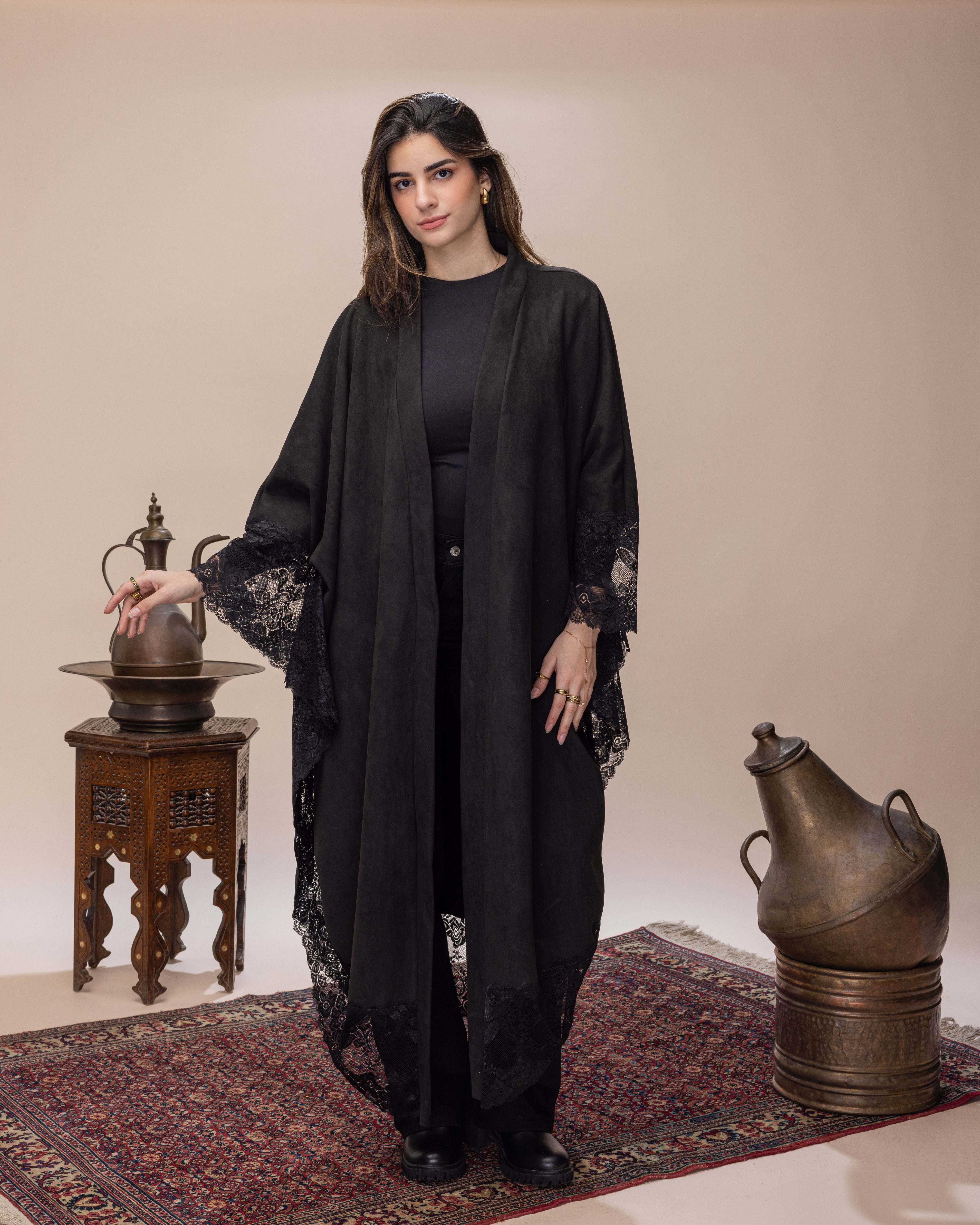 Black Suede Cape with Belt