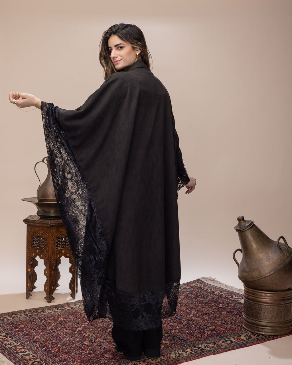 Black Suede Cape with Belt