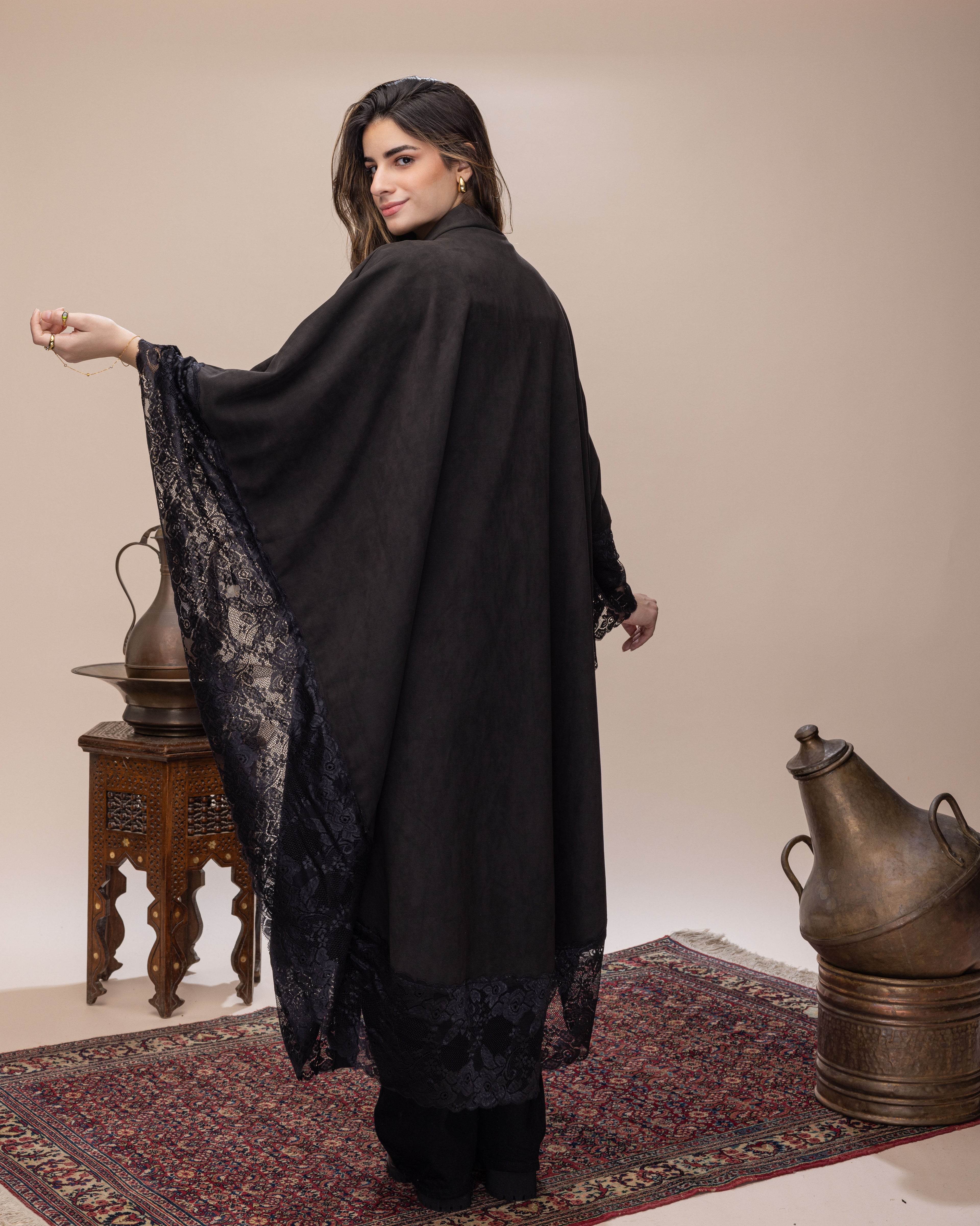 Black Suede Cape with Belt