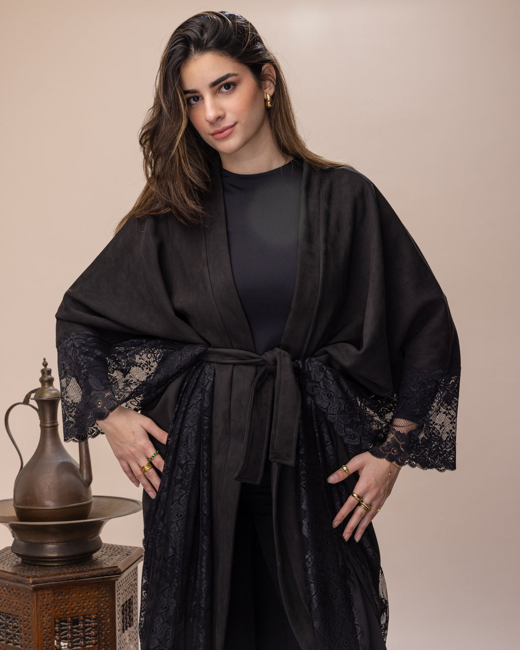 Black Suede Cape with Belt