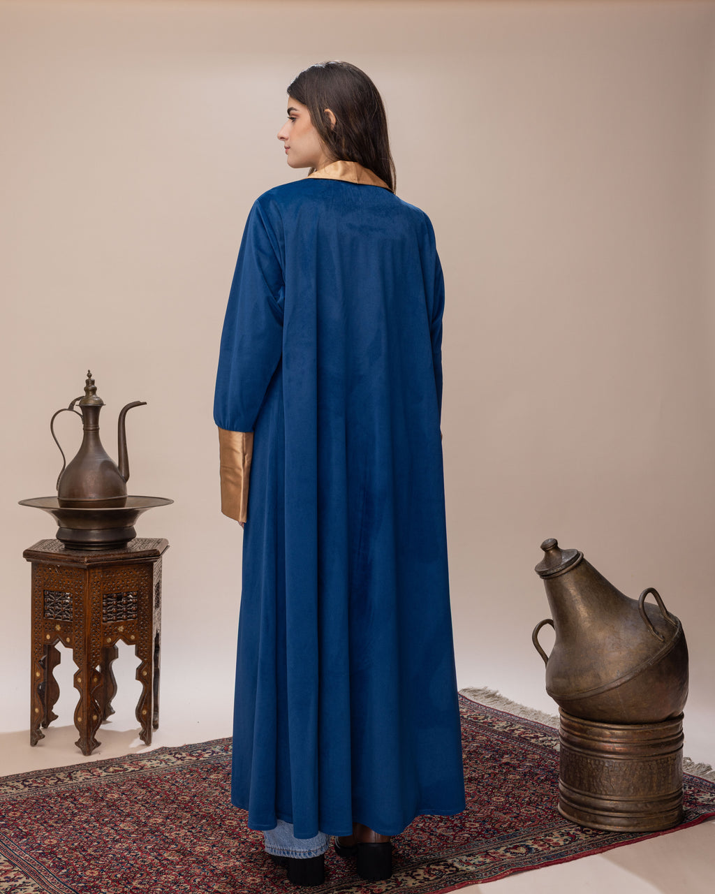 Blue Suede Coat with Brooche