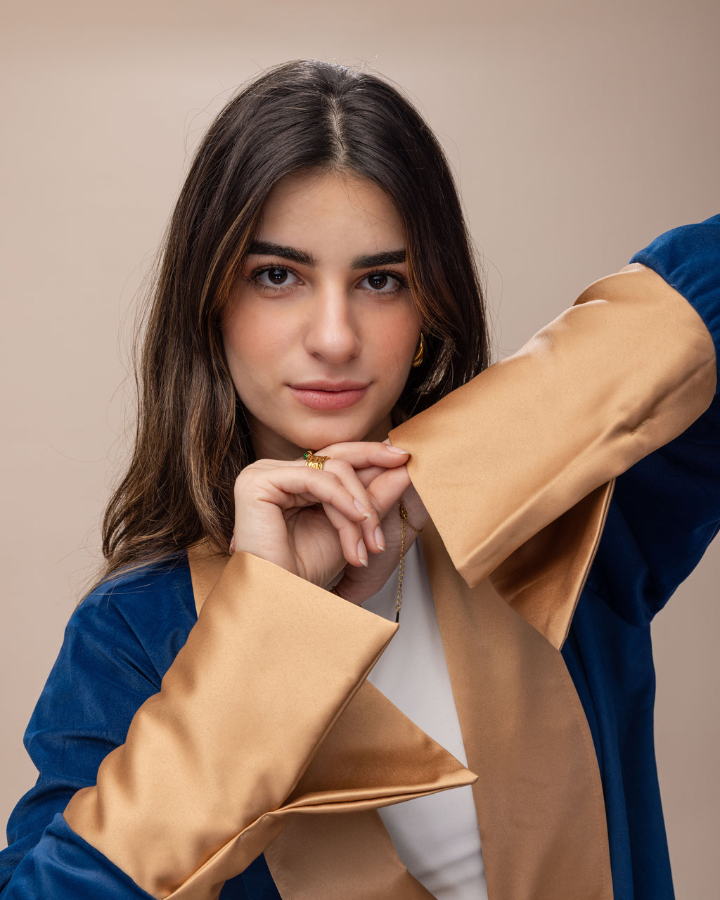 Blue Suede Coat with Brooche
