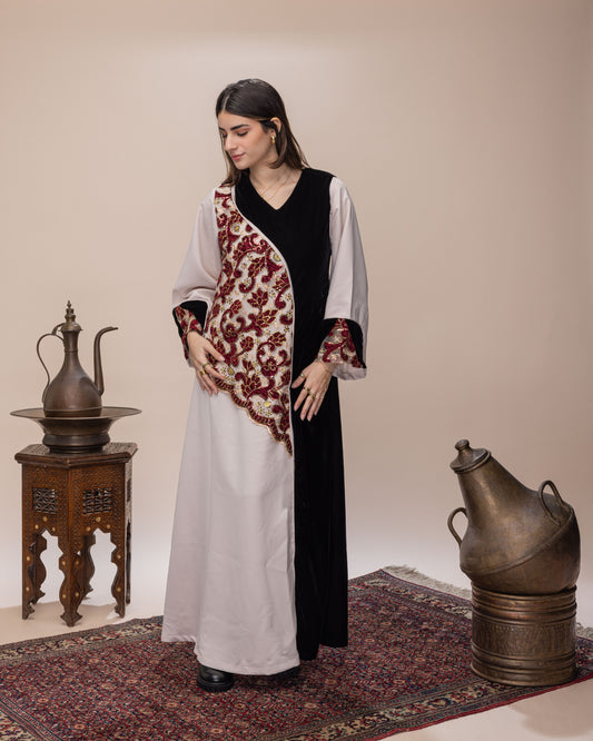 Morroccan Jalabeya - Cherry Red x Black