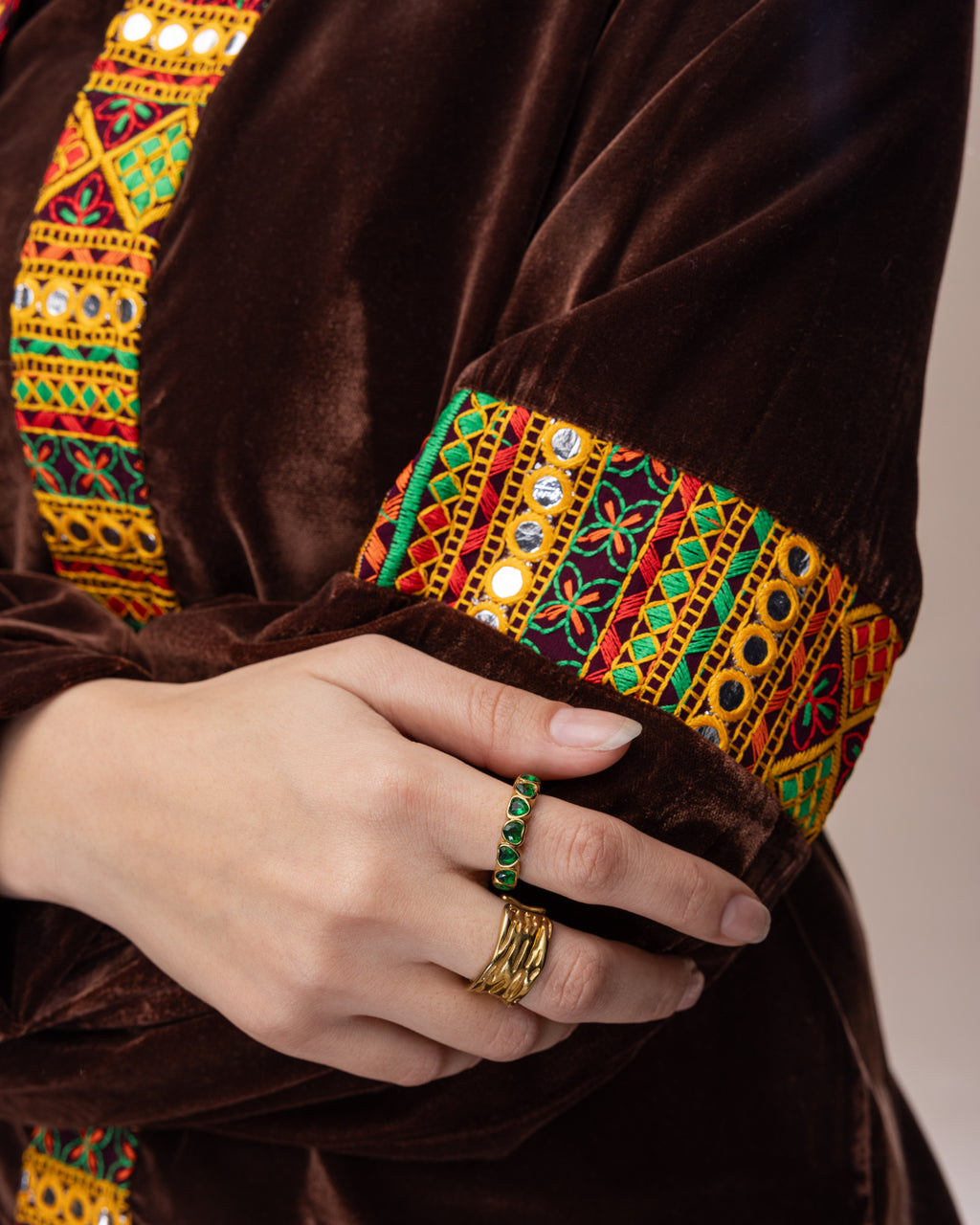 3-Piece Silk Velvet Set - Brown