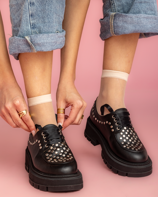 Studded Loafers - Black