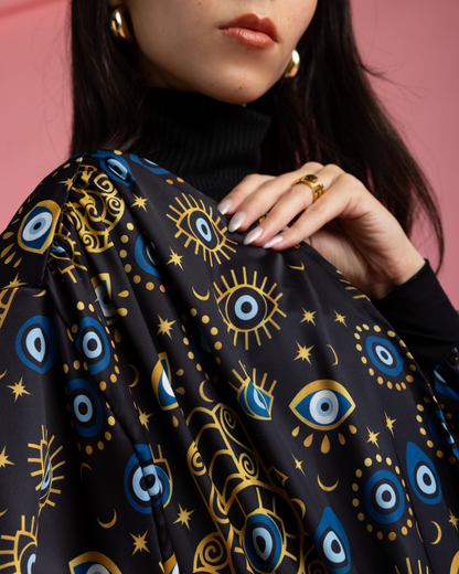 Ramadan Open Cape Kimono - Black
