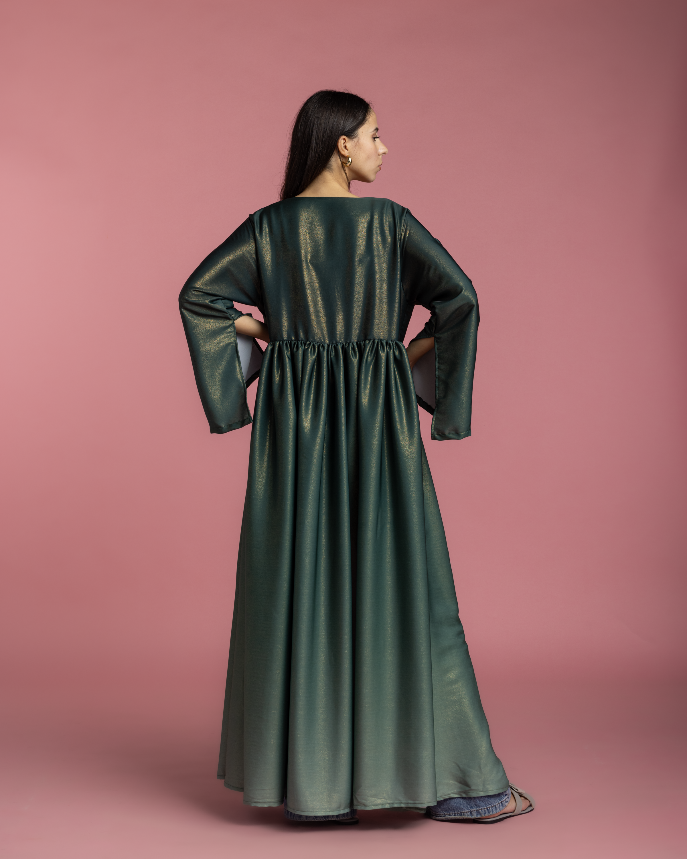 Green Satin Ombré Kimono